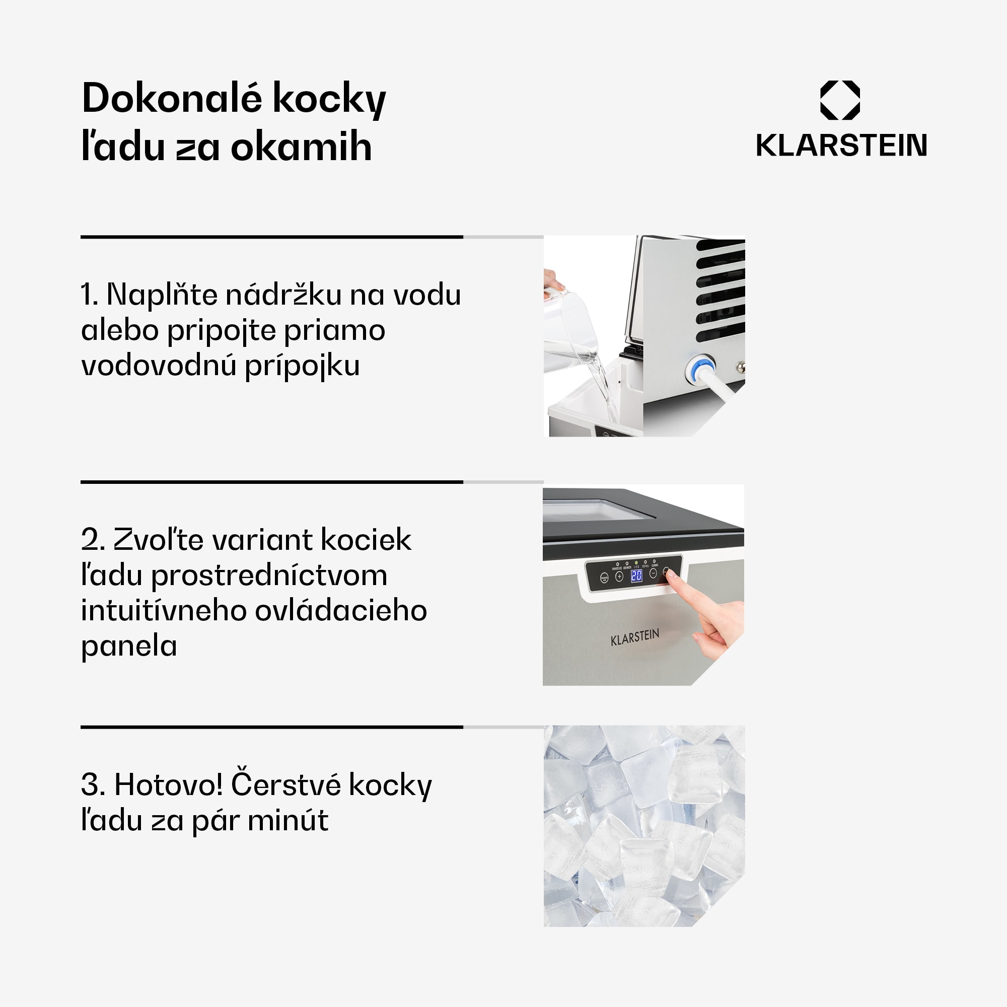 Klarstein Icefestival Cube, výrobník ľadu, 195 W, nádrž 1,9 l, 20 kg/24 h – Obrázok 4
