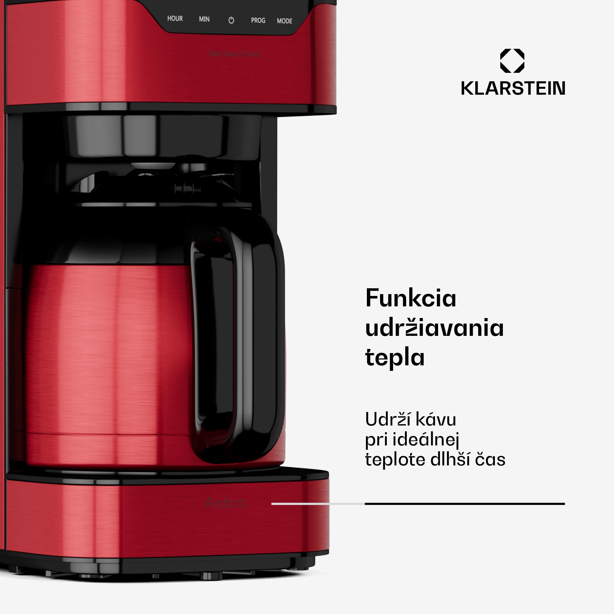 Klarstein Arabica 1.2, kávovar, 1,2 l, EasyTouch Control, červený – Obrázok 5