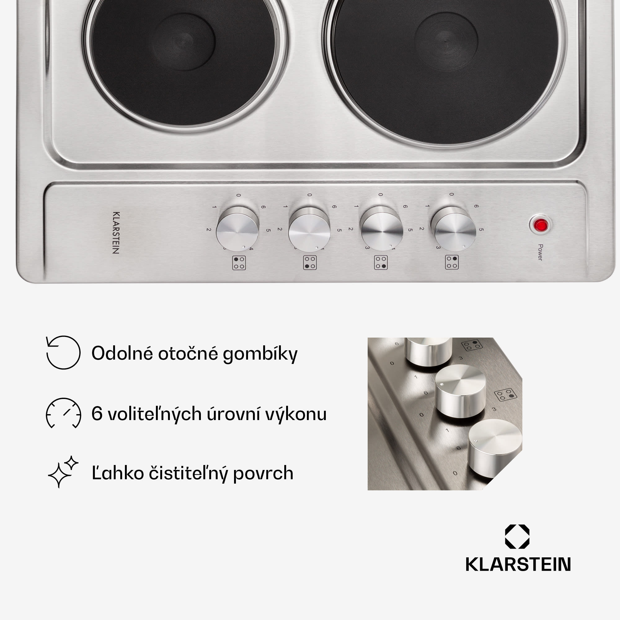 Klarstein Appetito 4 elektrická varná doska 4 platne 6 stupňov 5500 watt nehrdzavejúca oceľ – Obrázok 4