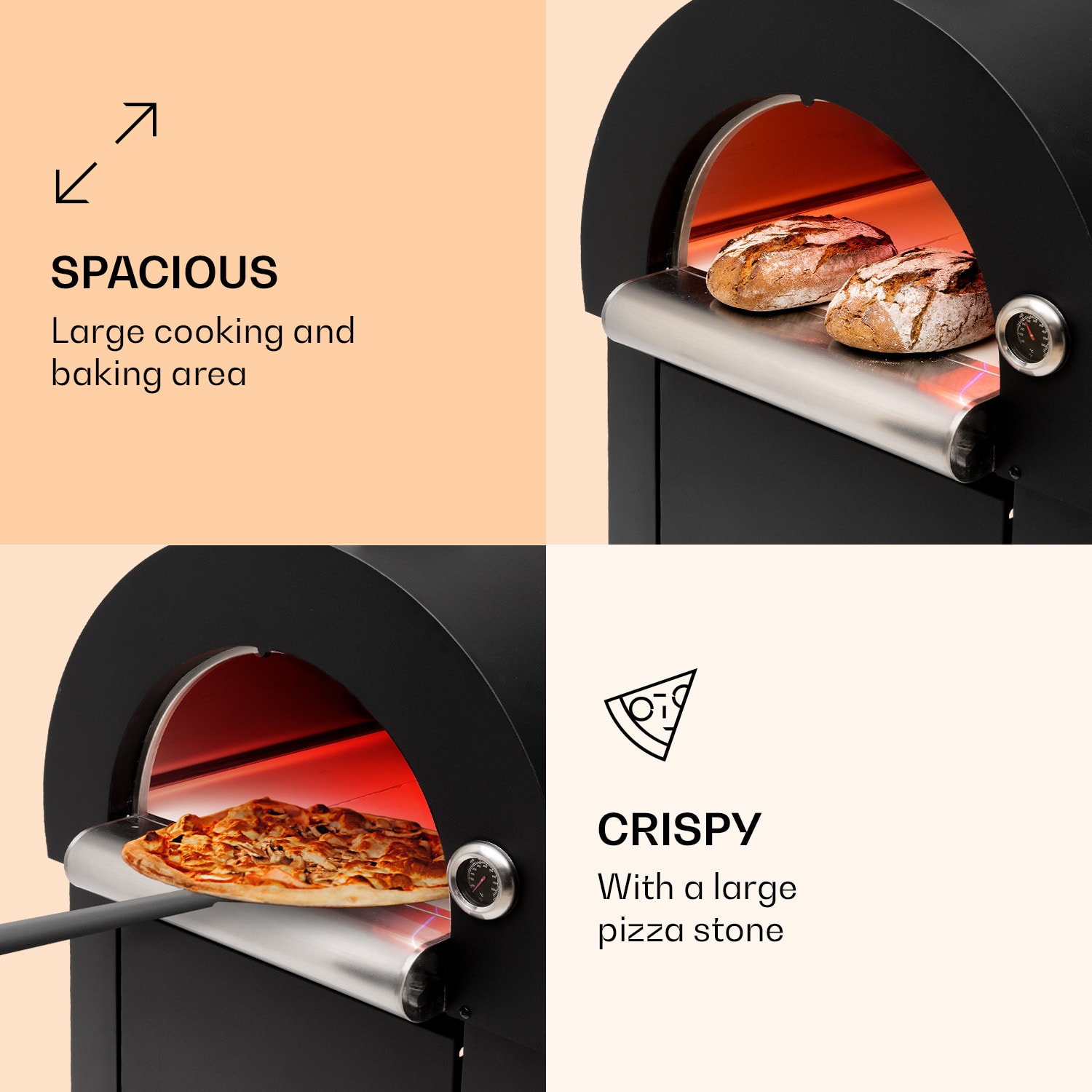 Klarstein Diavolo Napoletana, pec na pizzu, na drevené uhlie, nehrdzavejúca oceľ – Obrázok 3