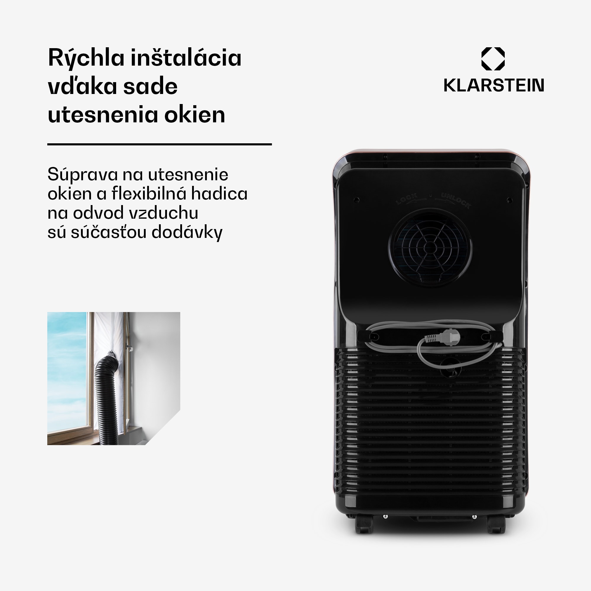 Klarstein Metrobreeze New York Smart 12k, mobilná klimatizácia, 12 000 BTU/3,5 kW, A, diaľkový ovládač, ružovozlatá – Obrázok 5