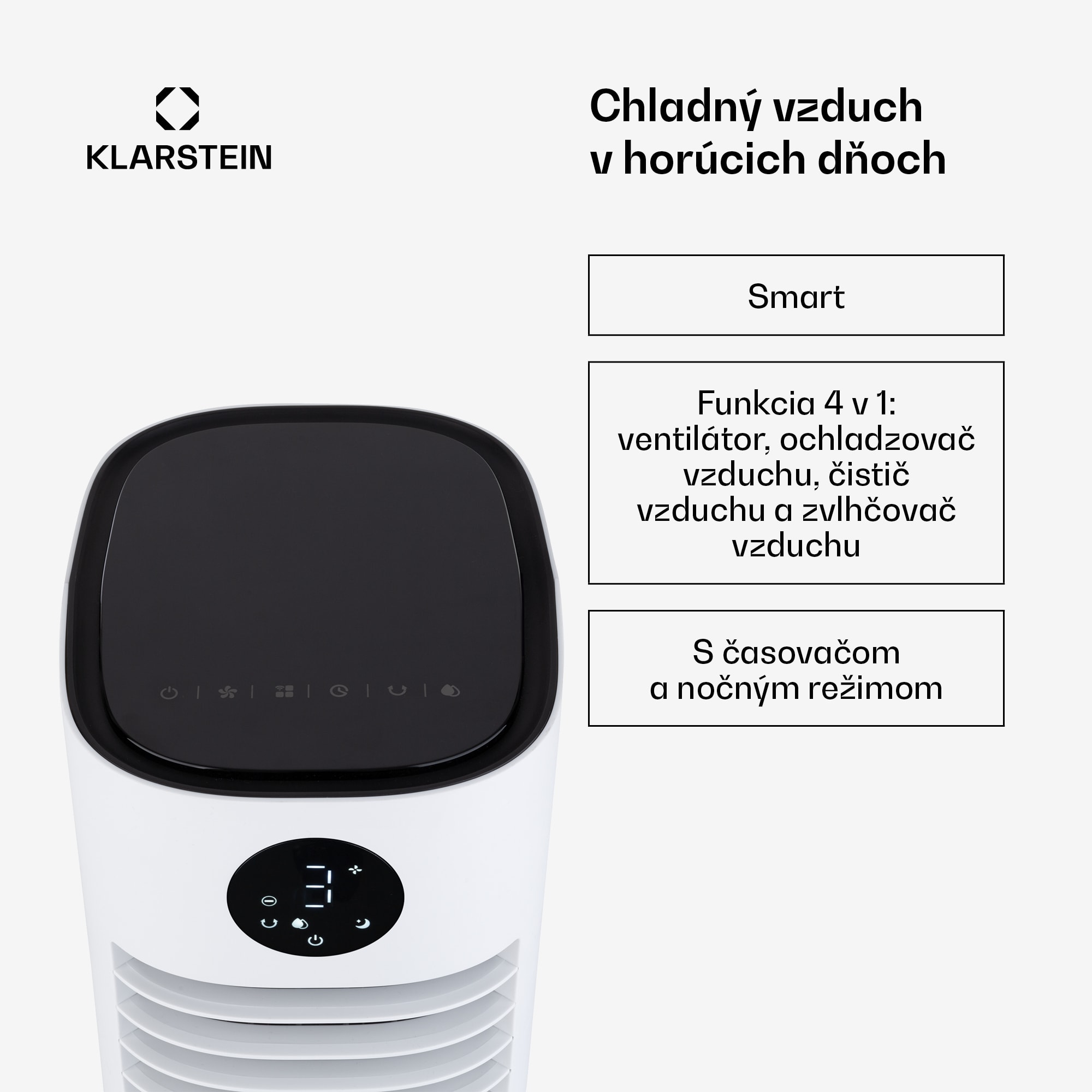 Klarstein Skytower Grand Smart, ochladzovač vzduchu, 80 W, 460 m³/h, 8 l, mobilný – Obrázok 2