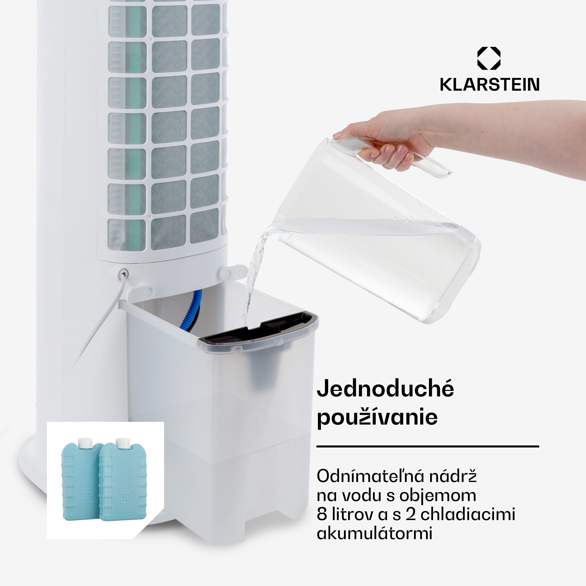 Klarstein Skytower Grand Smart, ochladzovač vzduchu, 80 W, 460 m³/h, 8 l, mobilný – Obrázok 3