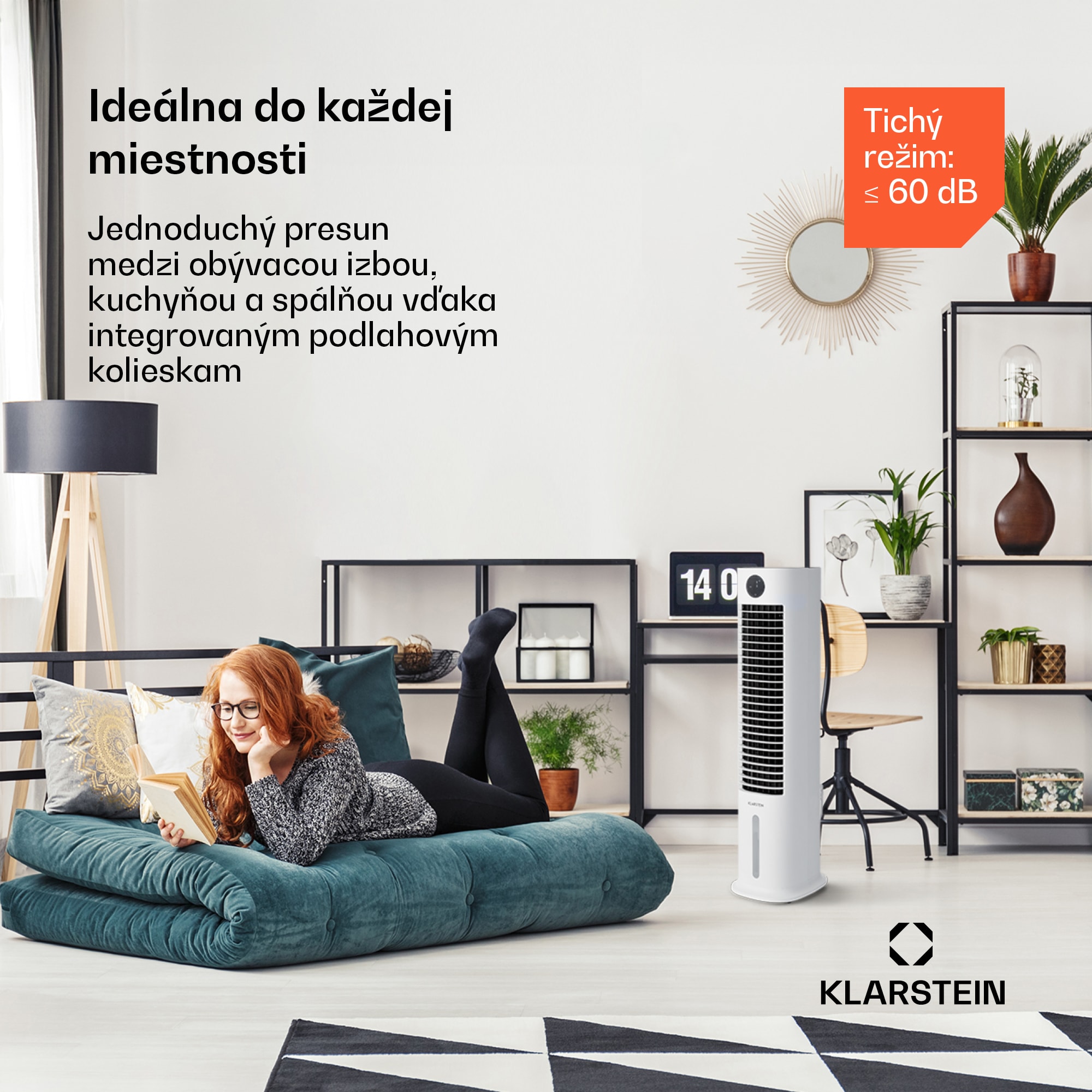 Klarstein Skytower Grand Smart, ochladzovač vzduchu, 80 W, 460 m³/h, 8 l, mobilný – Obrázok 4