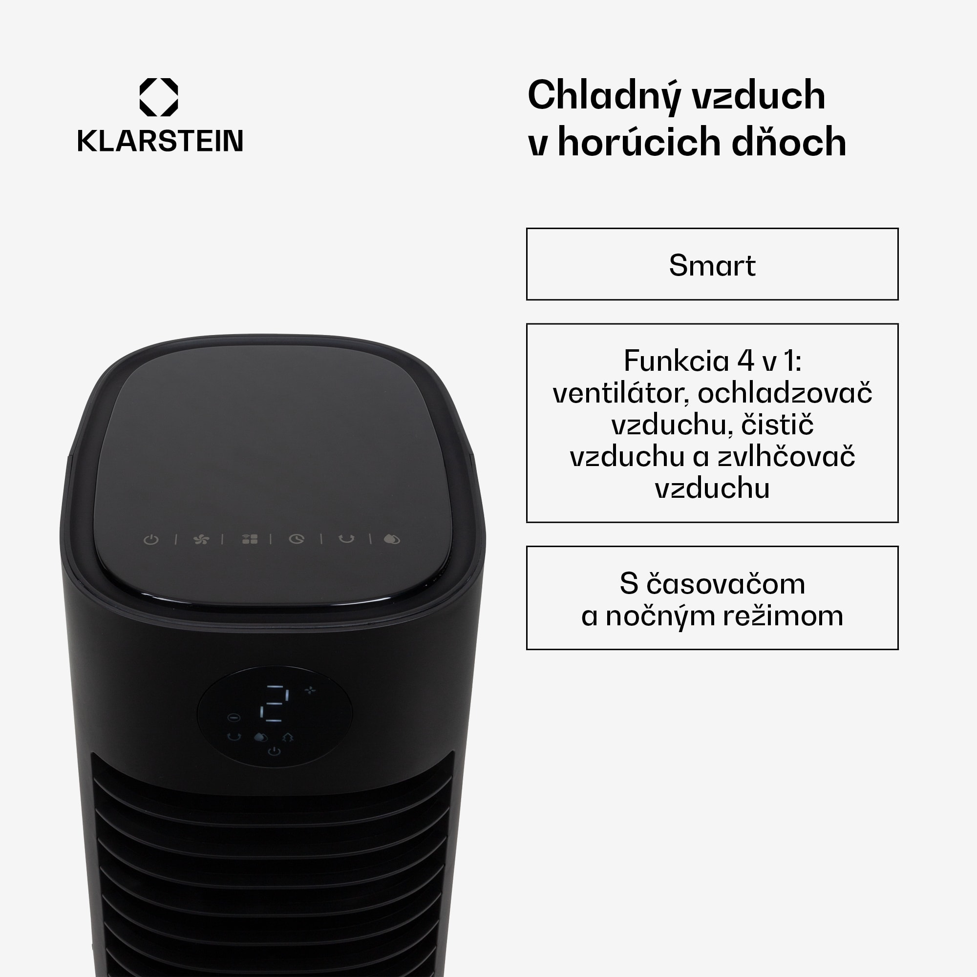 Klarstein Skytower Grand Smart, ochladzovač vzduchu, 80 W, 460 m³/h, 8 l, mobilný – Obrázok 2