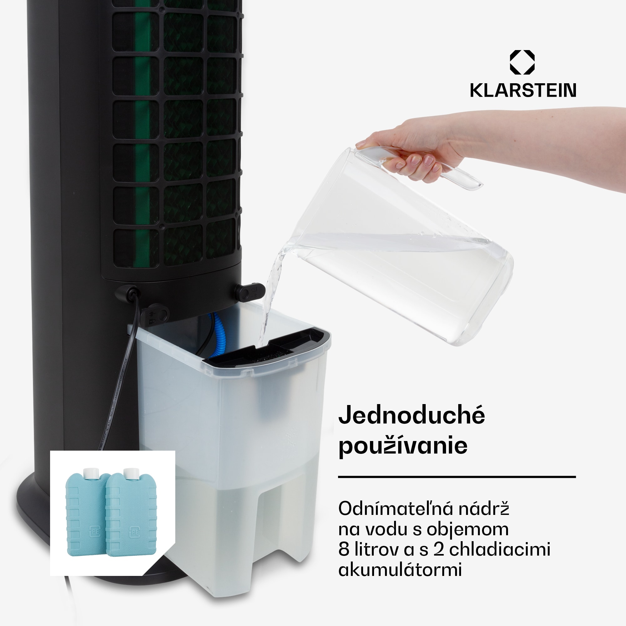 Klarstein Skytower Grand Smart, ochladzovač vzduchu, 80 W, 460 m³/h, 8 l, mobilný – Obrázok 3