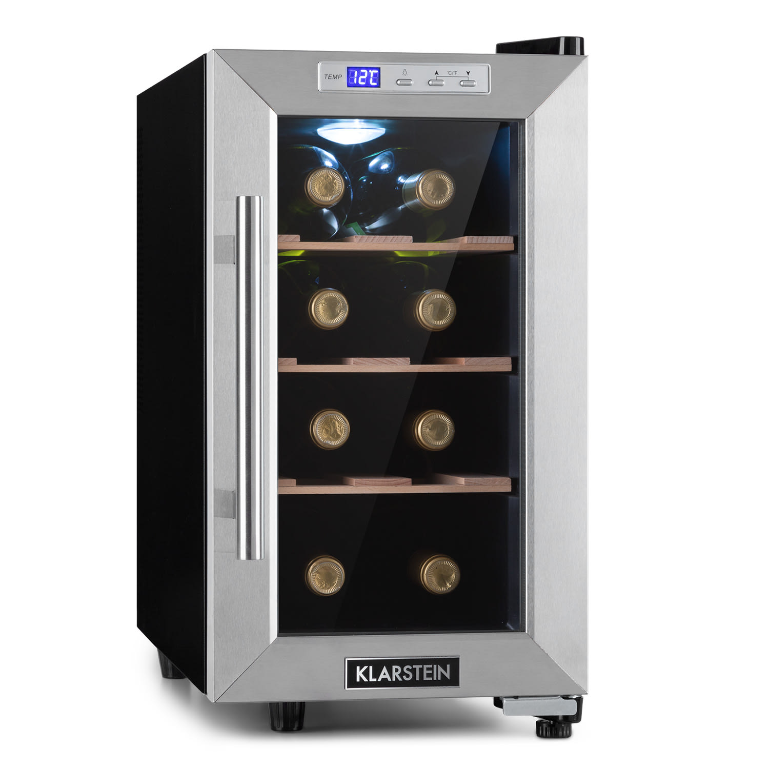 Klarstein Reserva 8 Uno, vinotéka, 23 l, 8 fliaš, 11–18°C, 26 dB, nehrdzavejúca oceľ