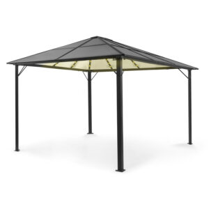 Blumfeldt Pantheon Solid Sky Ambient Solar, altánok so strechou, 3 x 4 m, polykarbonát, hliník, osvetlený