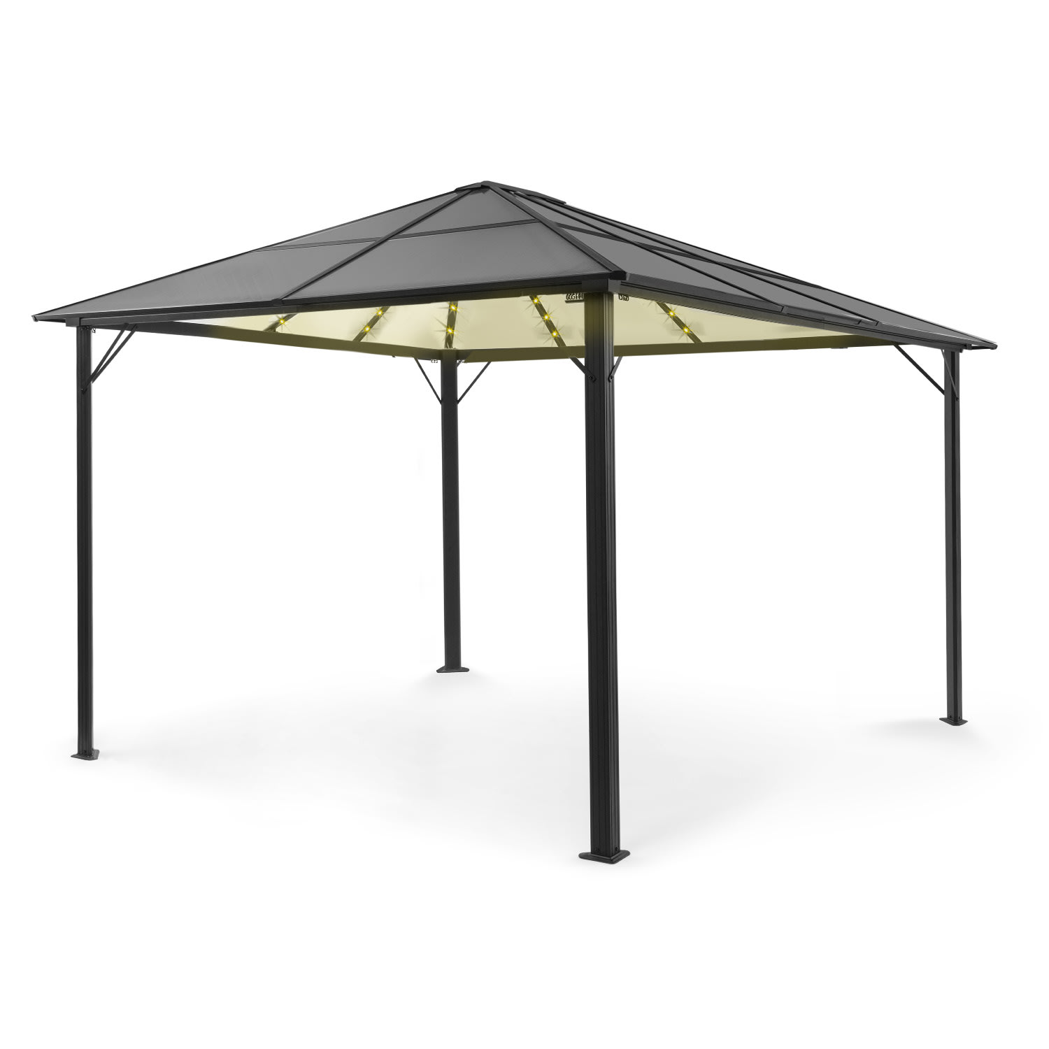 Blumfeldt Pantheon Solid Sky Ambient Solar, altánok so strechou, 3 x 4 m, polykarbonát, hliník, osvetlený