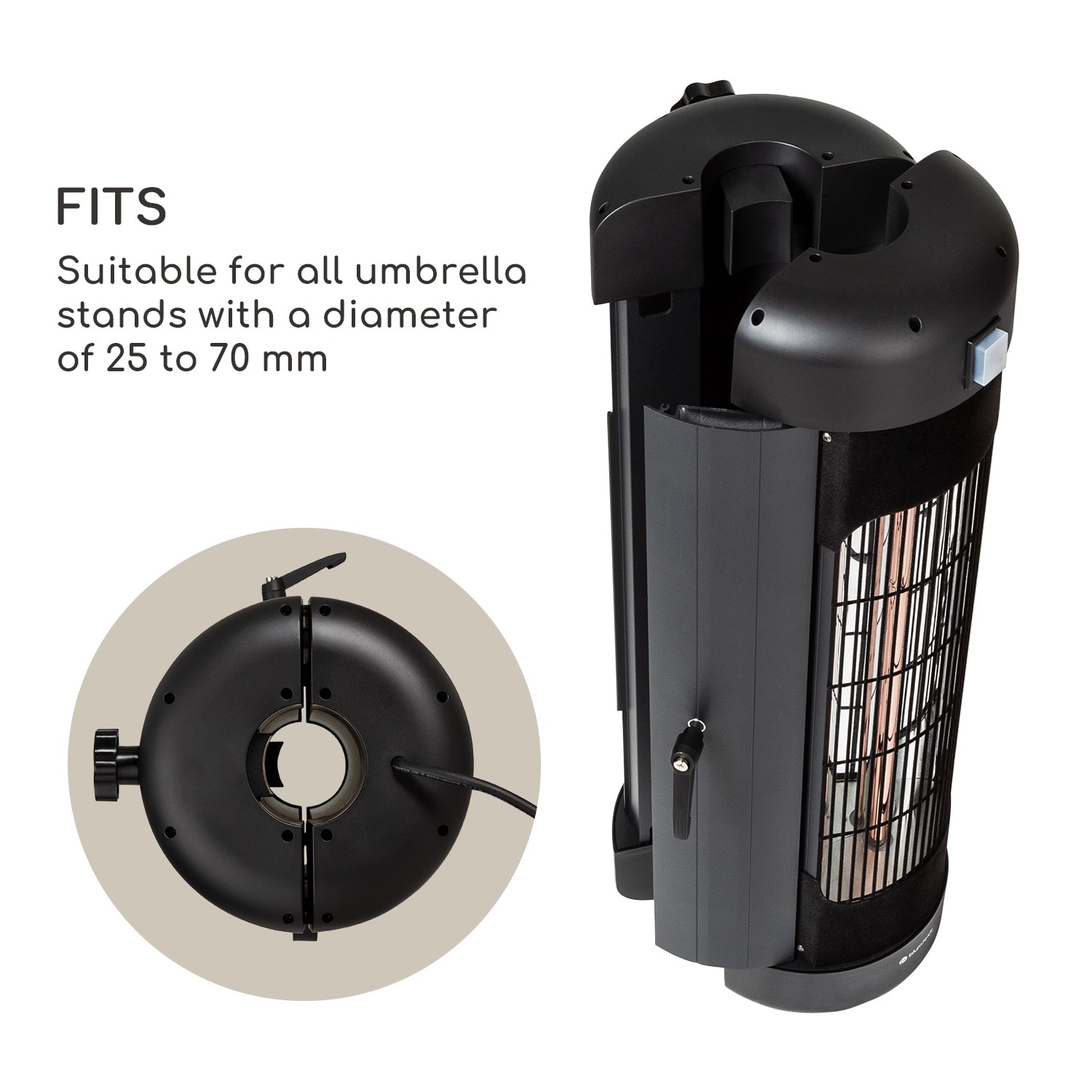 Blumfeldt Heat Guru Turbo, sálavý ohrievač, 2000 W, IP54, vonkajšie použitie, montáž na slnečníky – Obrázok 5