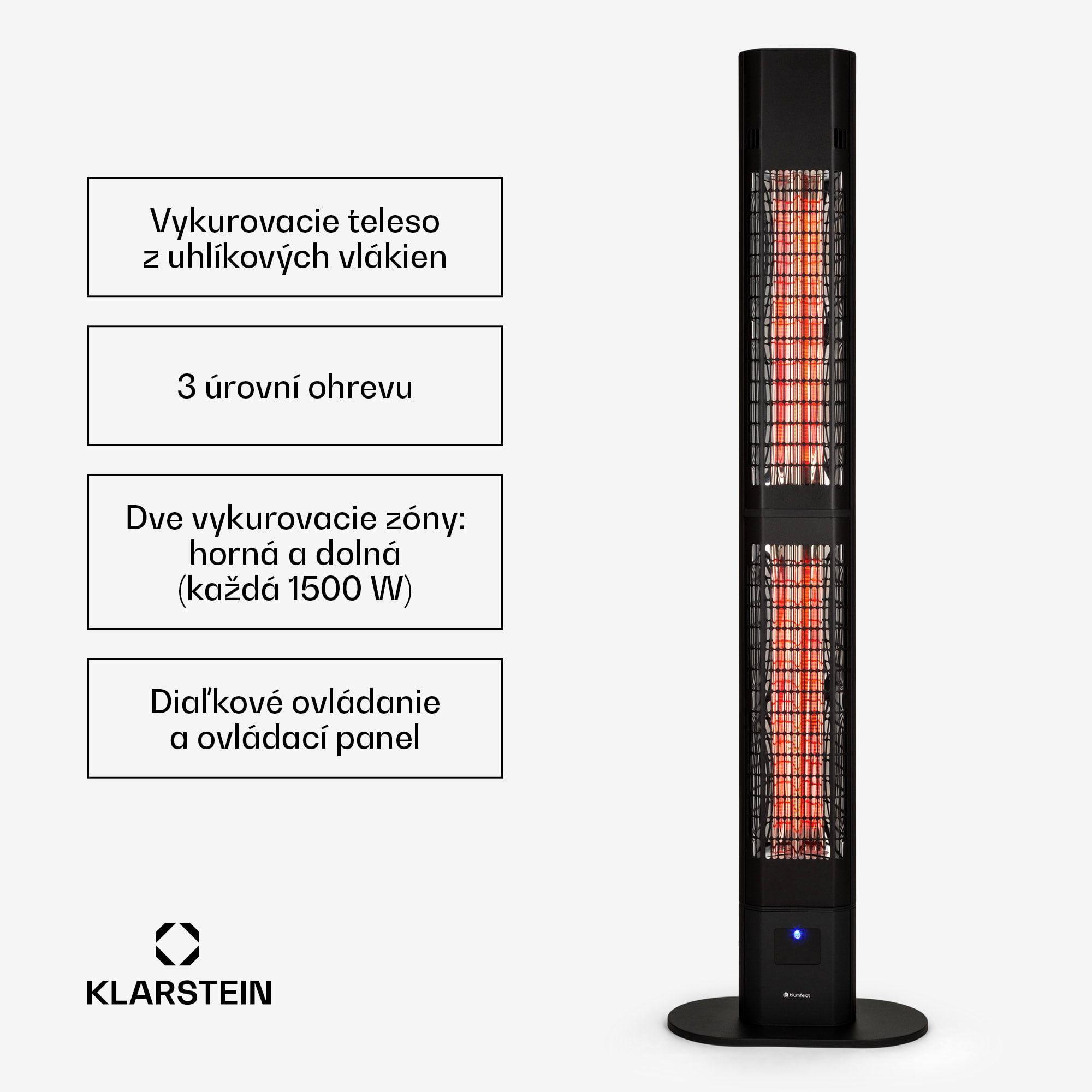 Blumfeldt DualisHeat 3000, sálavý ohrievač, 3000 W, IP55, na vonkajšie použitie, diaľkové ovládanie – Obrázok 2