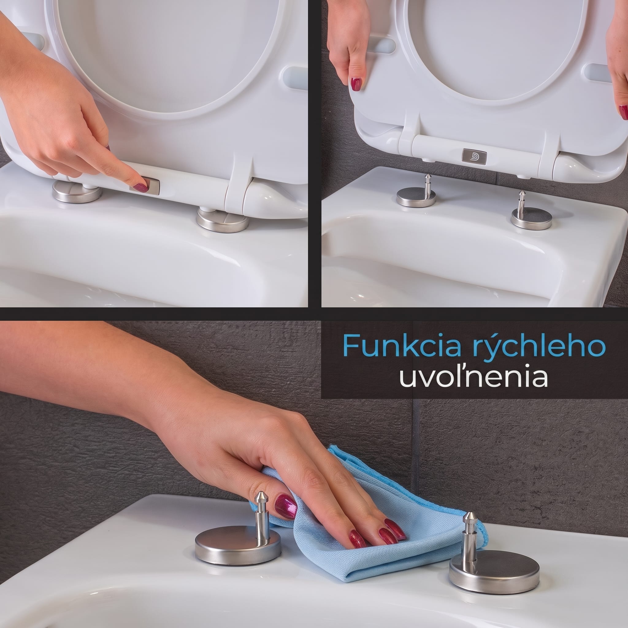 Blumfeldt Aliano WC sedadlo D-tvar s tlmeným zatváraním antibakteriálne – Obrázok 4