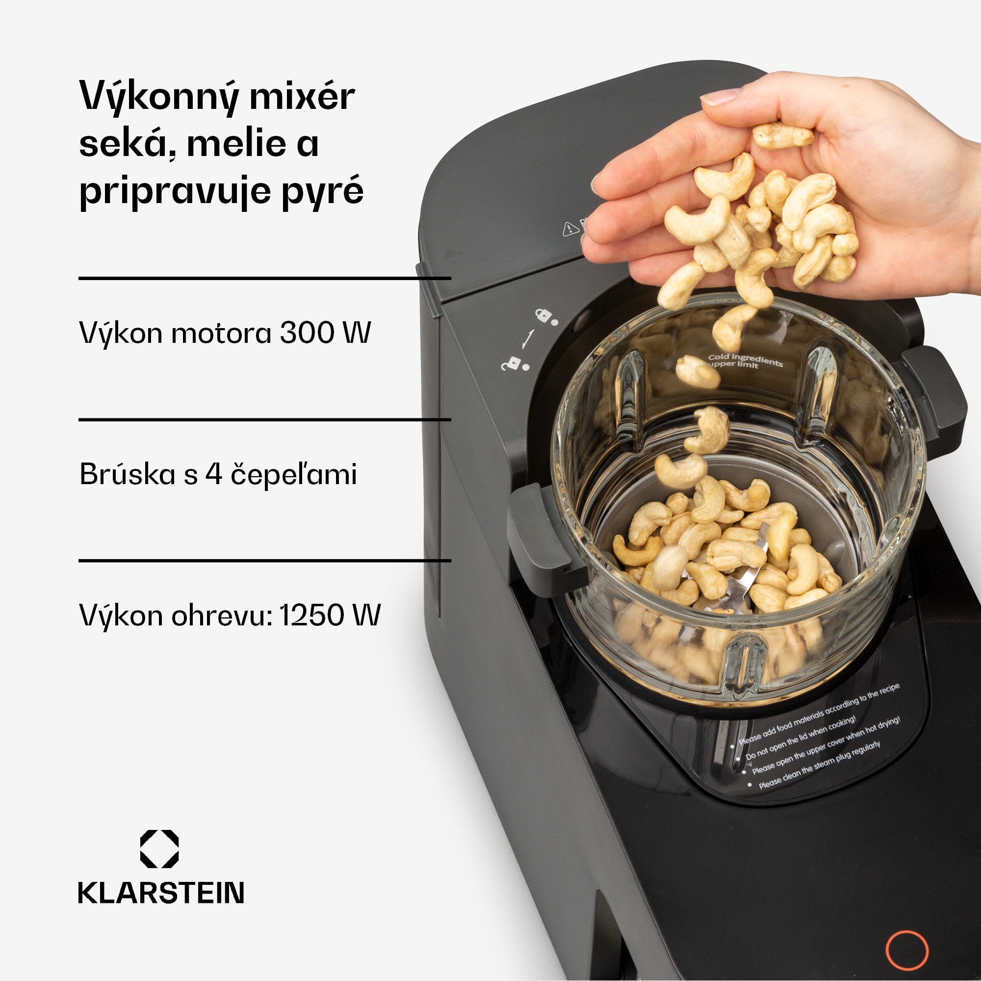 Klarstein Marcia, výrobník rastlinného mlieka, 300 – 1200 ml, 360°, dotykové ovládanie, odnímateľný zásobník na vodu – Obrázok 3