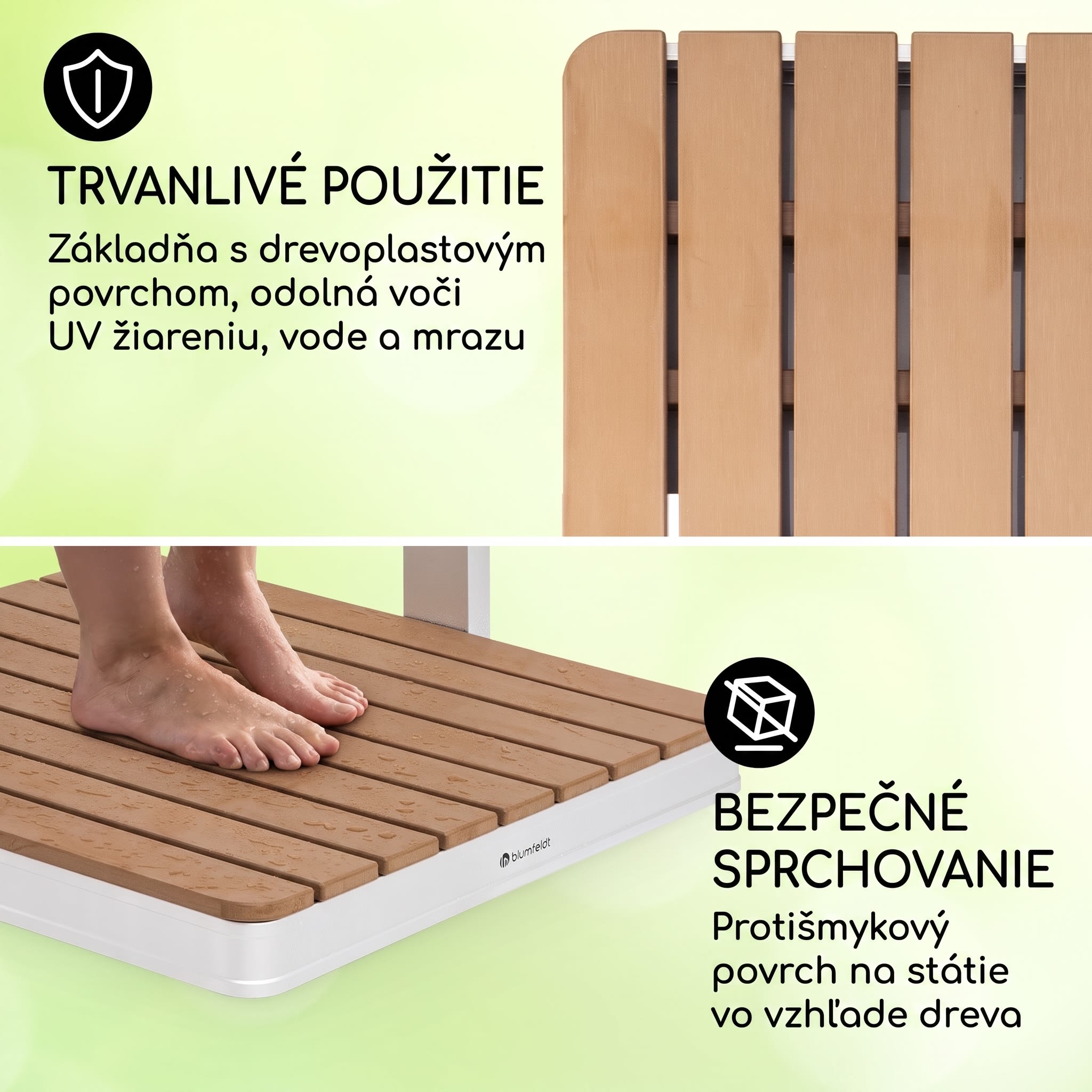Blumfeldt Sumatra Breeze Square, záhradná sprcha, WPC, hliník, 70x55, hranatá – Obrázok 3