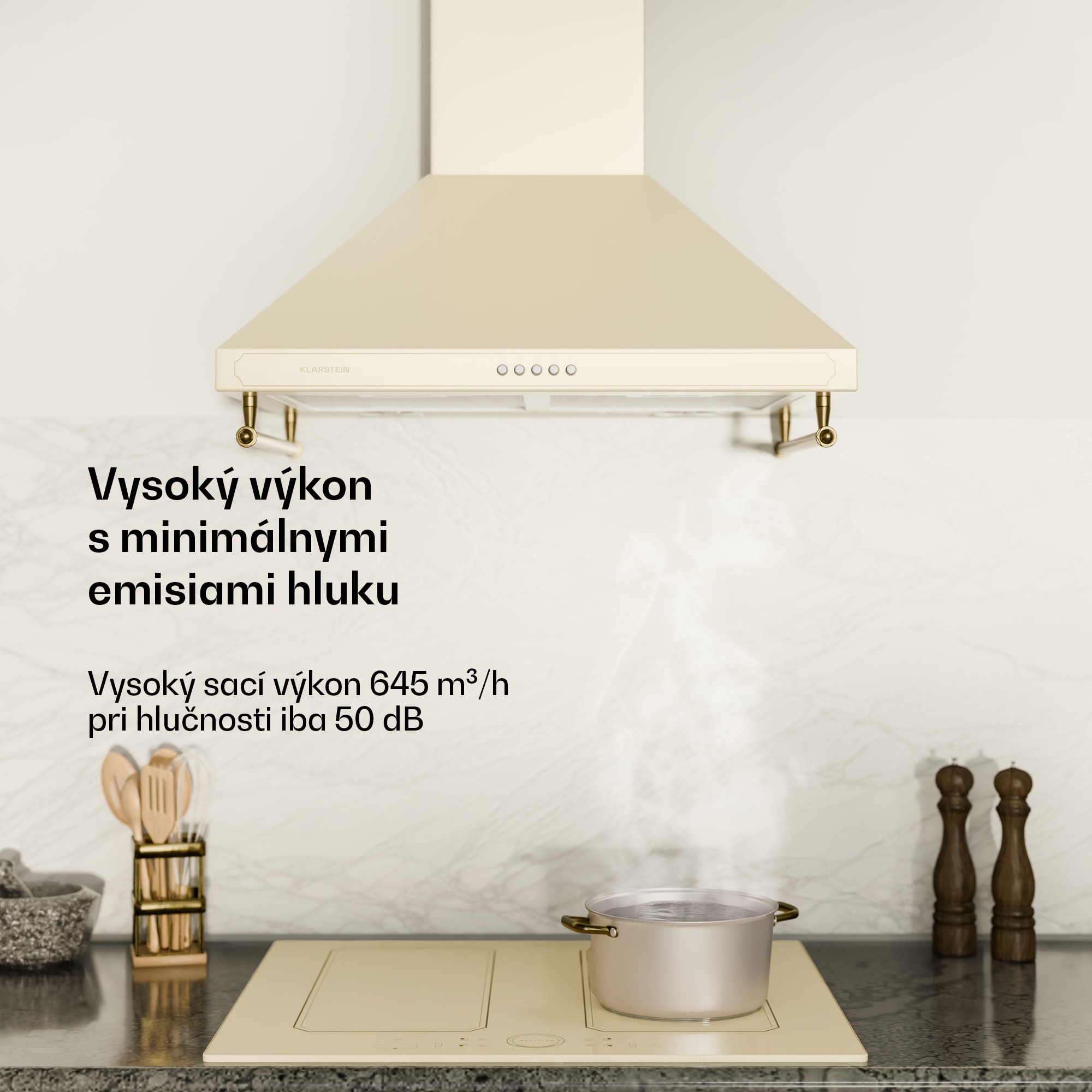 Klarstein Victoria, digestor, 60 cm, nástenný, 630 m³/h, LED, retro dizajn, čierny – Obrázok 4