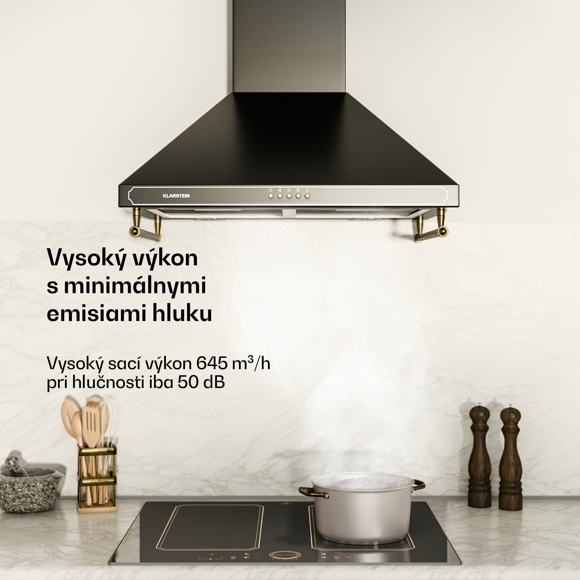Klarstein Victoria, digestor, 60 cm, nástenný, 630 m³/h, LED, retro dizajn, čierny – Obrázok 4