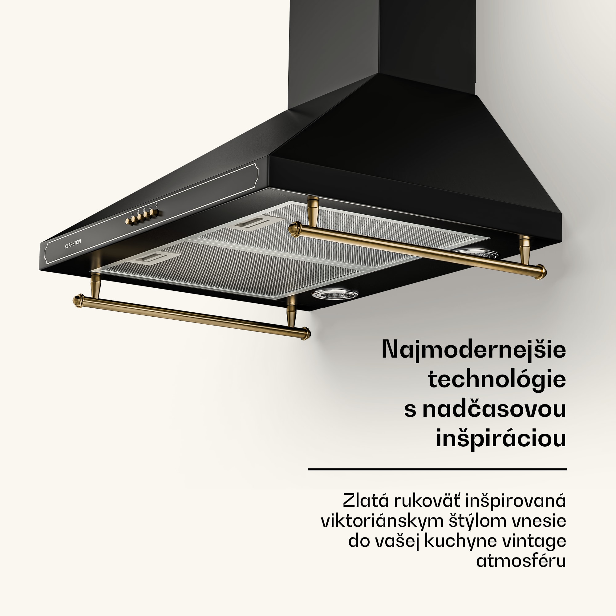 Klarstein Victoria, digestor, 60 cm, nástenný, 630 m³/h, LED, retro dizajn, čierny – Obrázok 5