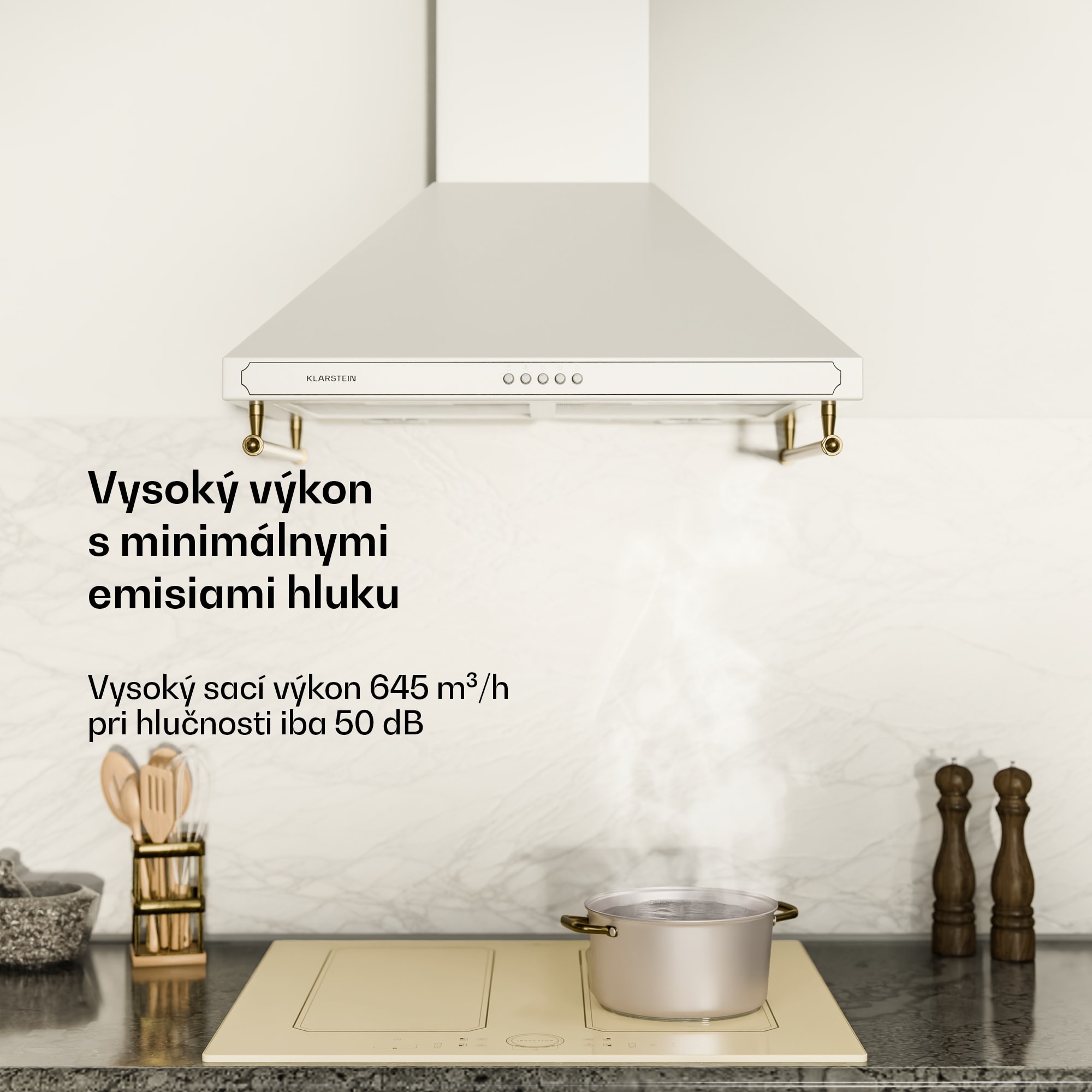 Klarstein Victoria digestor 60 cm retro dizajn 630 m³/h 2 LED lampy – Obrázok 4