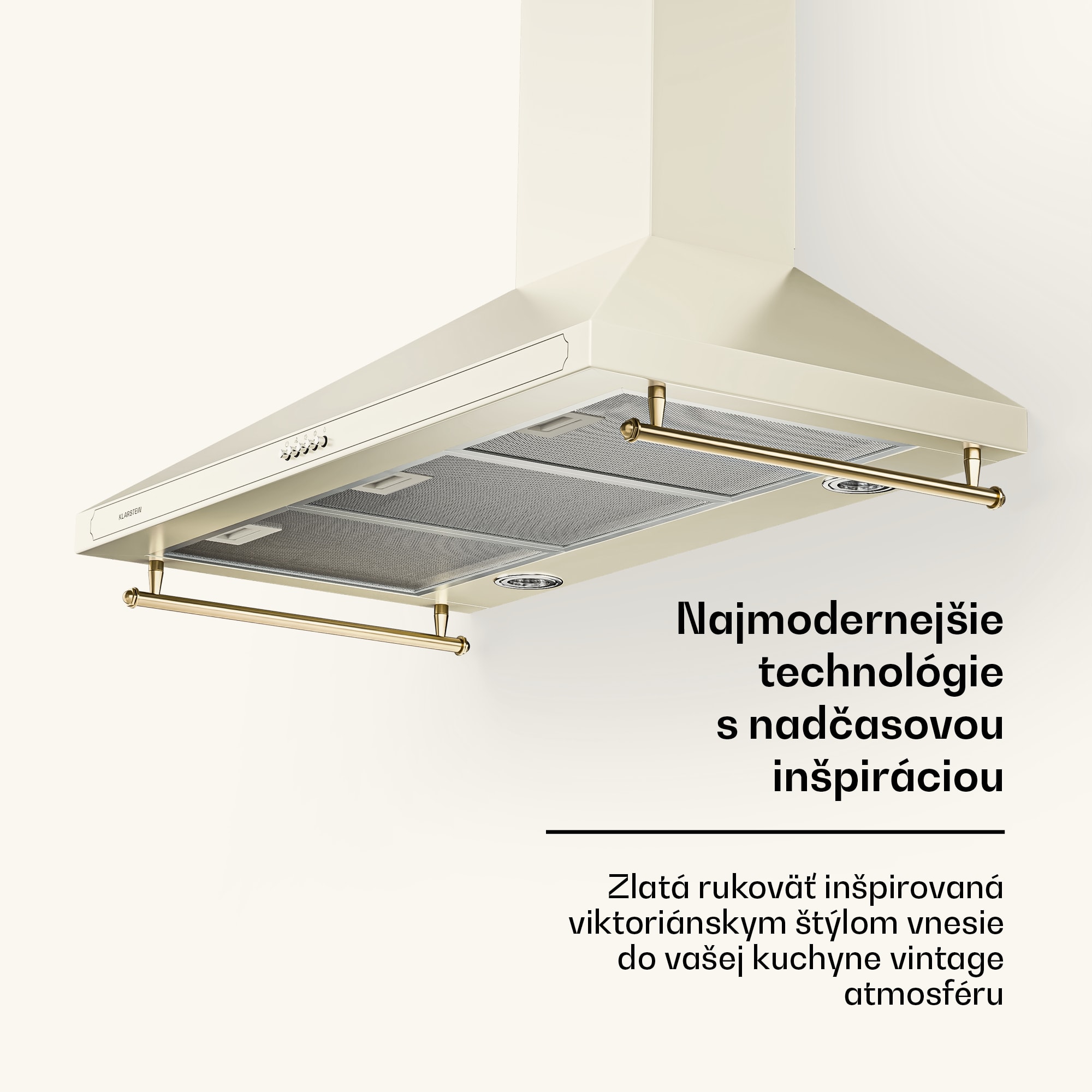 Klarstein Victoria 90, digestor, 90 cm, nástenný, 630 m³/h, LED, retro dizajn, slonovinový – Obrázok 4