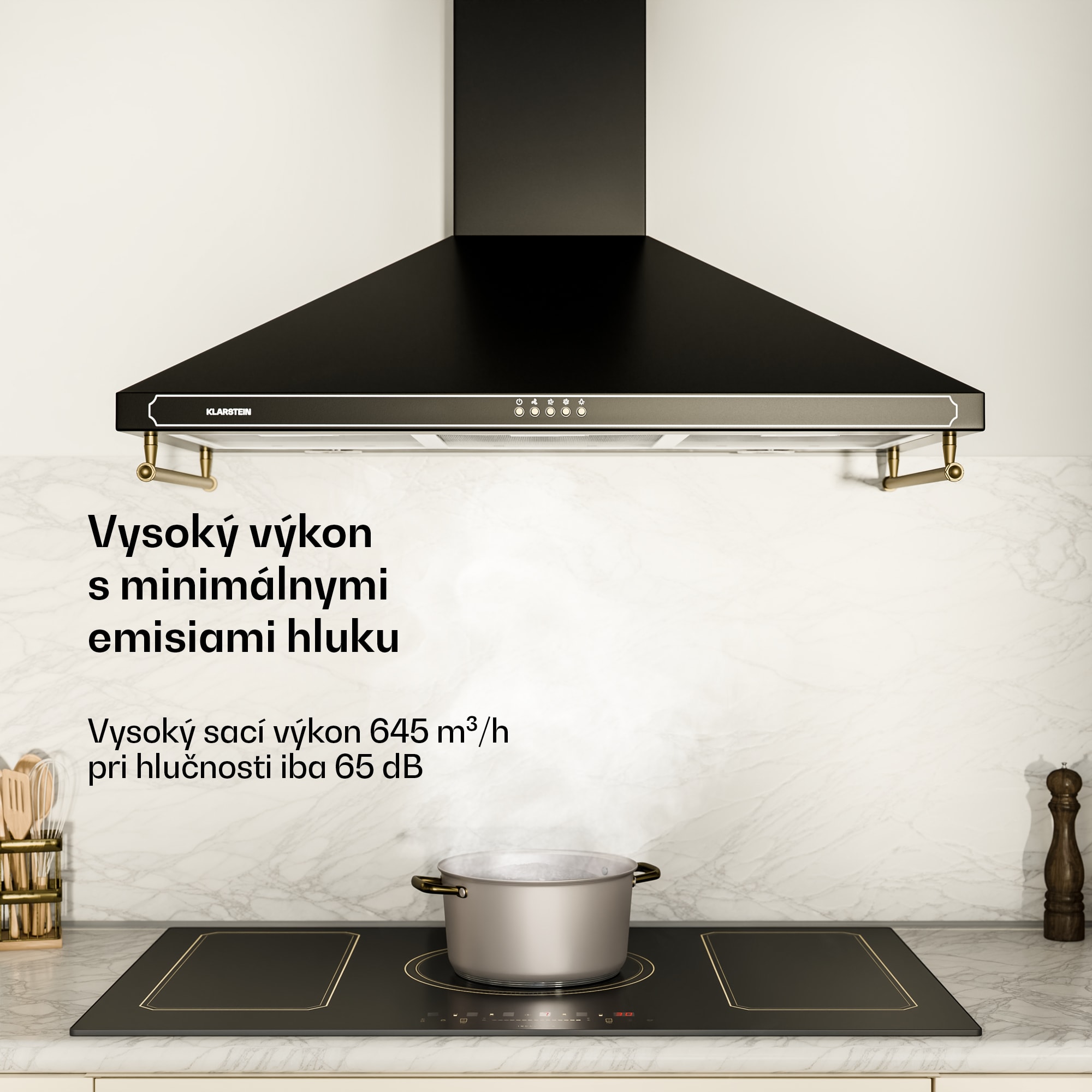 Klarstein Victoria 90, digestor, 90 cm, nástenný, 630 m³/h, LED, retro dizajn, slonovinový – Obrázok 4