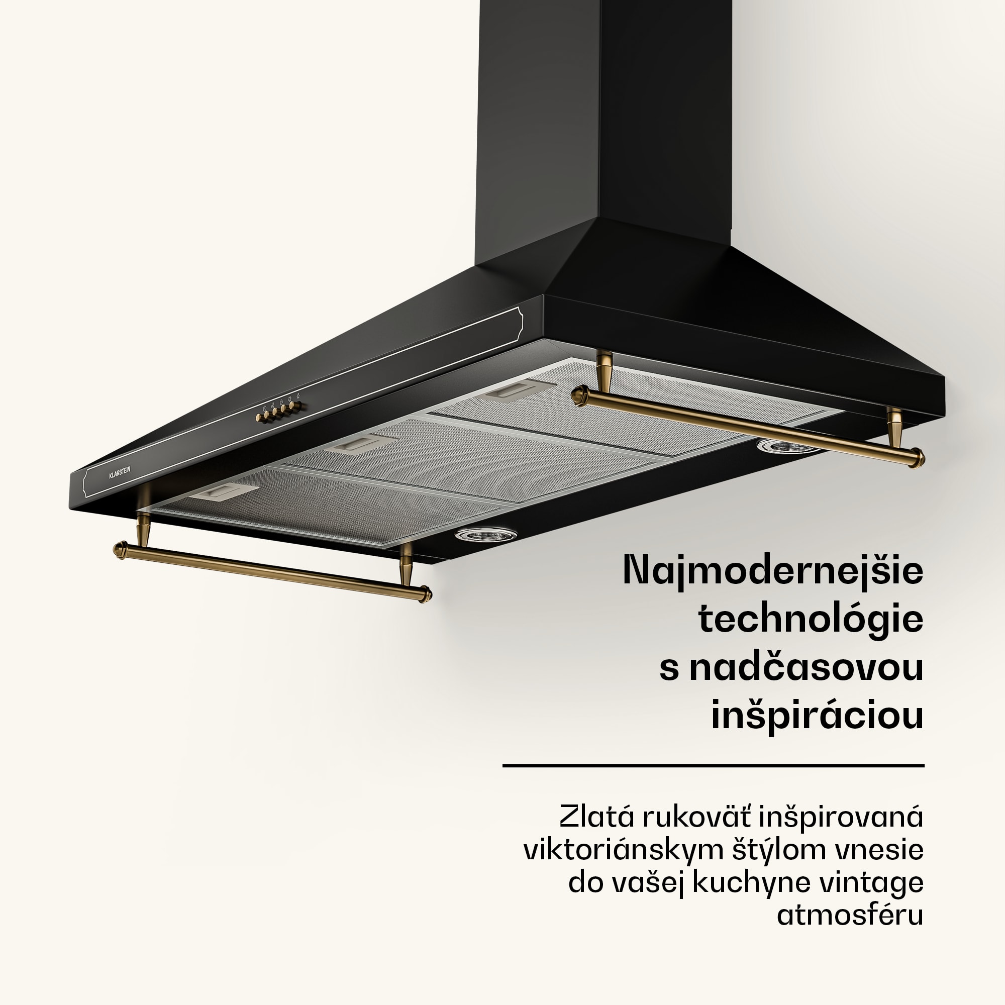 Klarstein Victoria 90, digestor, 90 cm, nástenný, 630 m³/h, LED, retro dizajn, slonovinový – Obrázok 5
