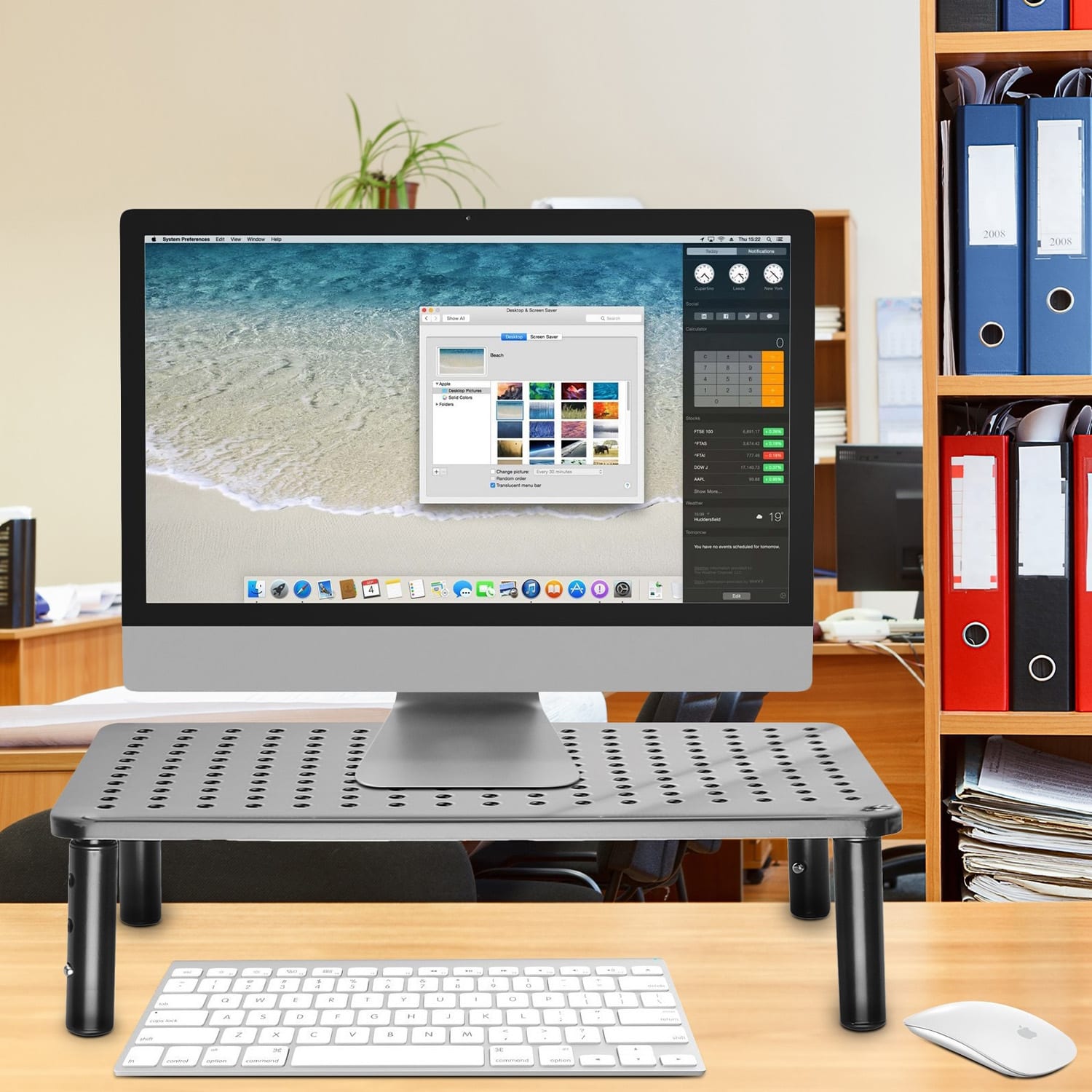 OneConcept Stojan na monitor, kovový, dierovaný vzor, 37 × 10 × 24 cm (Š × V × H) – Obrázok 3