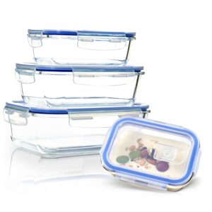 Klarstein Súprava 4 ks obdĺžnikových sklenených boxov s viečkom 1520 ml, 1040 ml, 640 ml, 370 ml