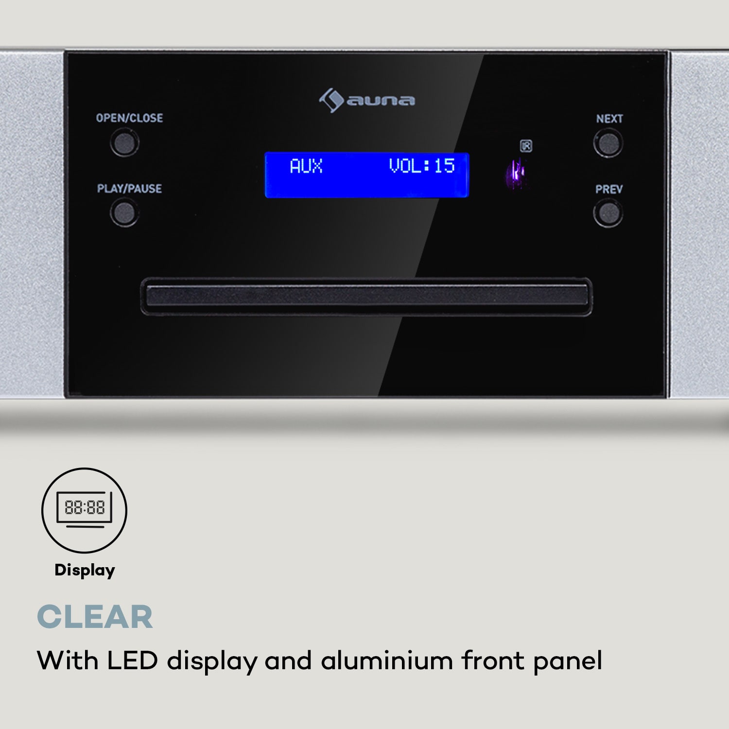 Auna CD-1000 DG, CD Prehrávač, USB, MP3, diaľkové ovládanie, LED displej, hliník – Obrázok 4