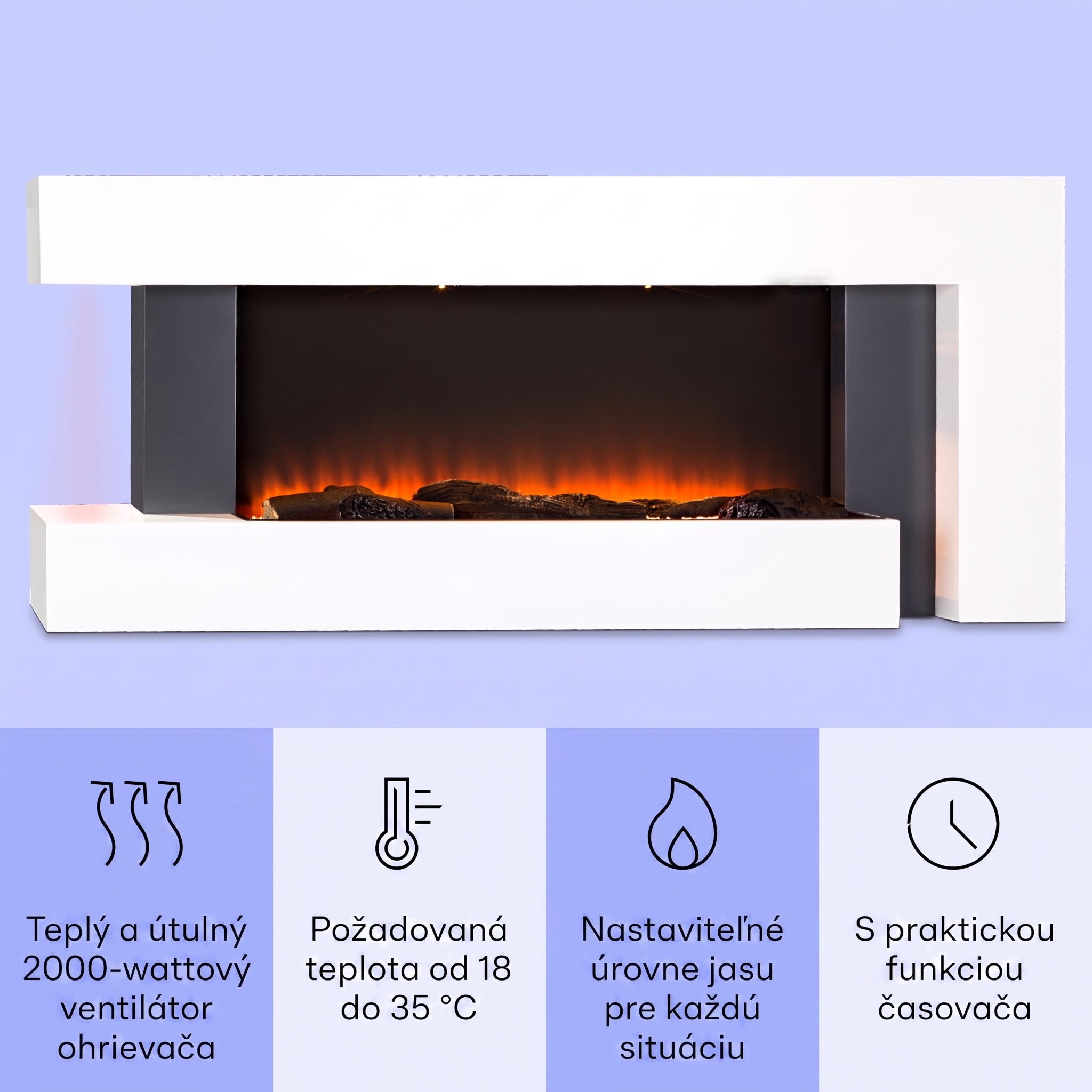 Klarstein Studio Light & Fire 2 Smart, krb, 1000/2000 W, MDF, WiFi Control – Obrázok 3