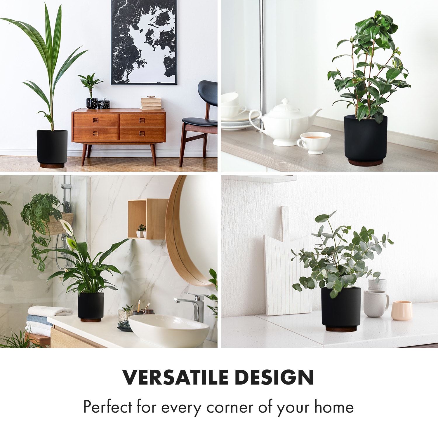 Fox & Fern Enspijk, kvetináče, orechové drevo, Polystone, ručne vyrobené, 2 veľkosti – Obrázok 2