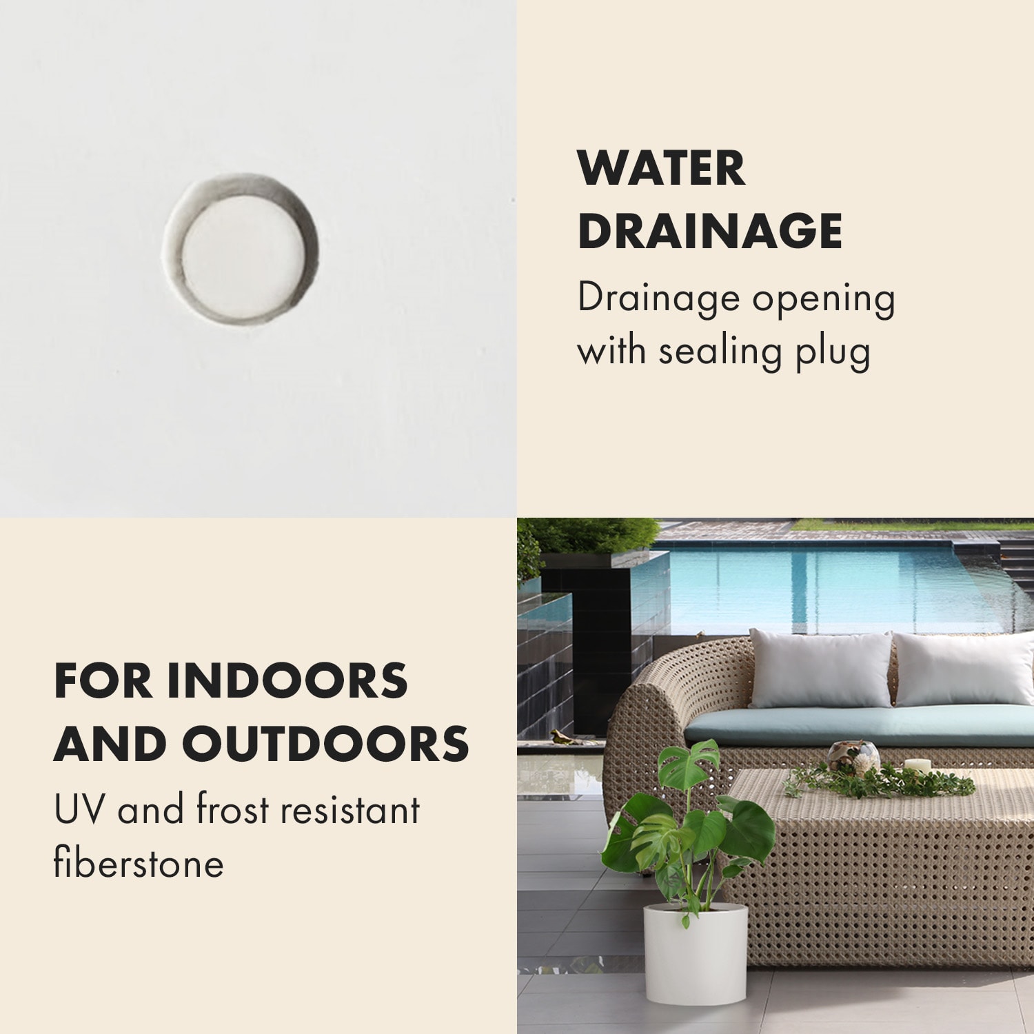 Fox & Fern Gendt, kvetináč, fiberstone, interiér/exteriér – Obrázok 4