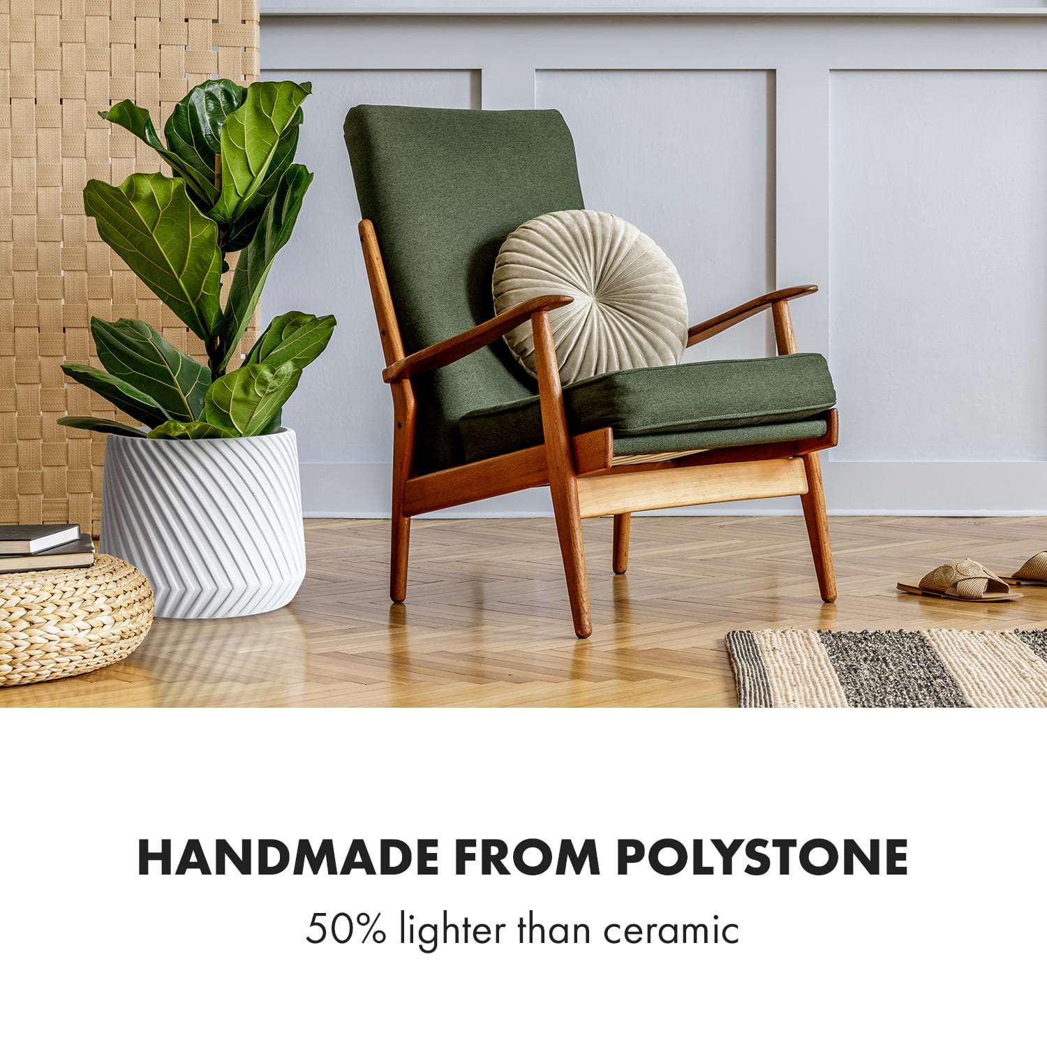 Fox & Fern Heusden, súprava 2 kvetináčov, polyston, vhodný na rastliny, ručná výroba, 3D vzhľad – Obrázok 4