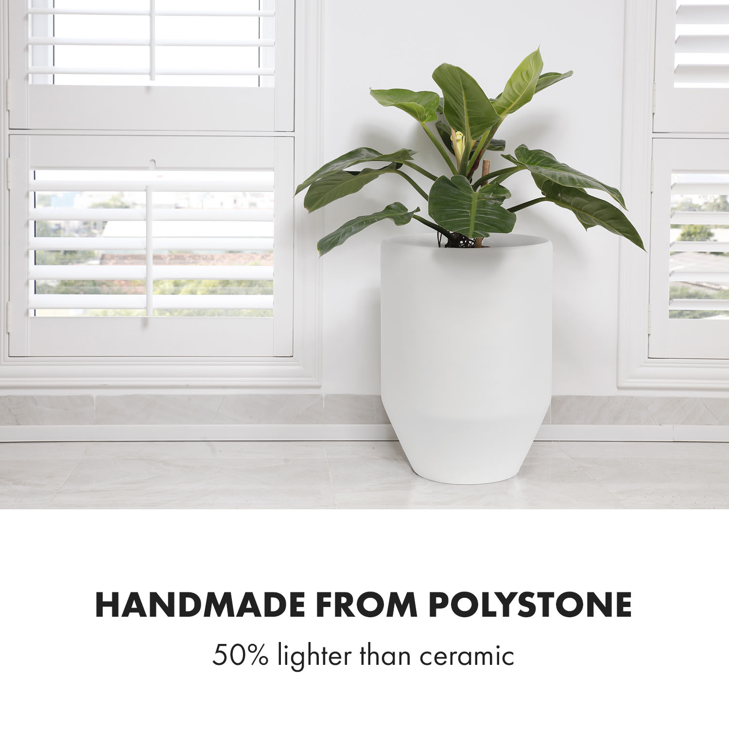 Fox & Fern Almere Kvetináč Polystone Ideálny pre rastliny, ručne vyrobený, okrúhly – Obrázok 4