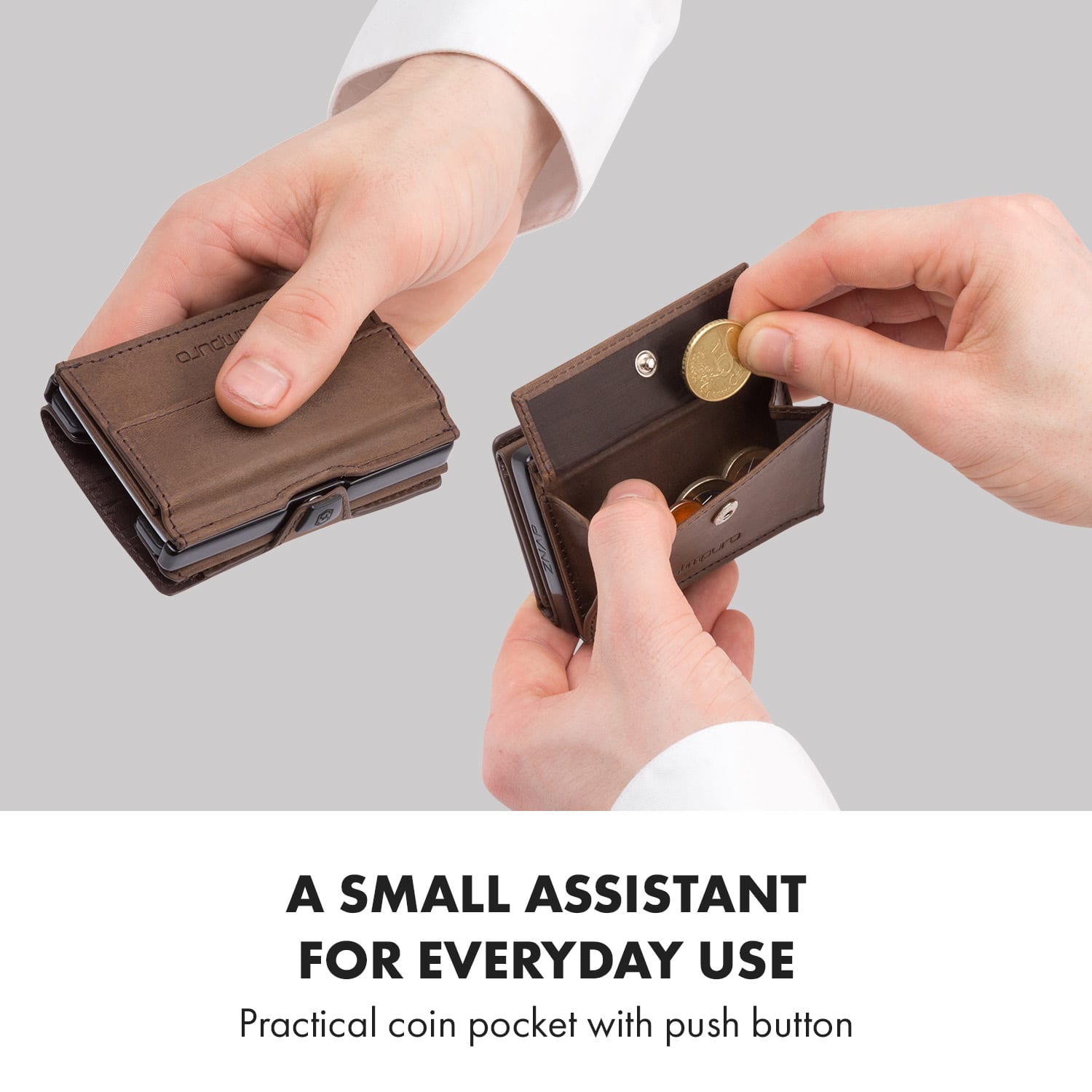 Slimpuro Coin Pocket s ochrannou kartou RFID pre ZNAP Slim Wallets 8 a 12, spínací gombík – Obrázok 3