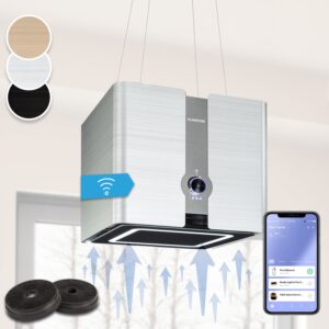 Klarstein Futurelight Smart, digestor, 45 cm, ostrovčekový, 413 m³/h, LED, nehrdzavejúca oceľ, strieborný