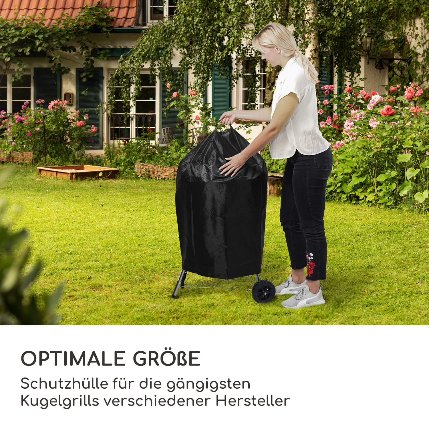 Blumfeldt Grillguard, ochranný kryt na okrúhle grily, do Ø 70 cm, UV odolný, držiak – Obrázok 2