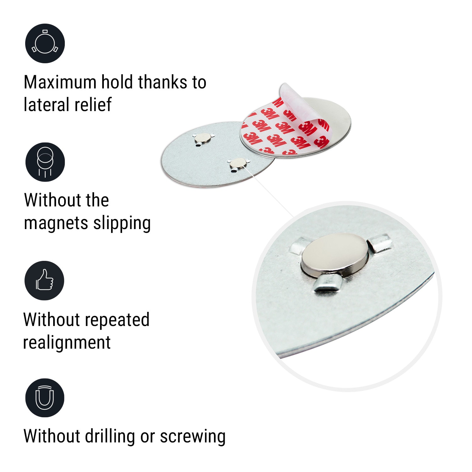 SHD by oneConcept Magnetic mount, Magnetický držiak pre detektory dymu, od Ø 7 cm samolepiaci, – Obrázok 2