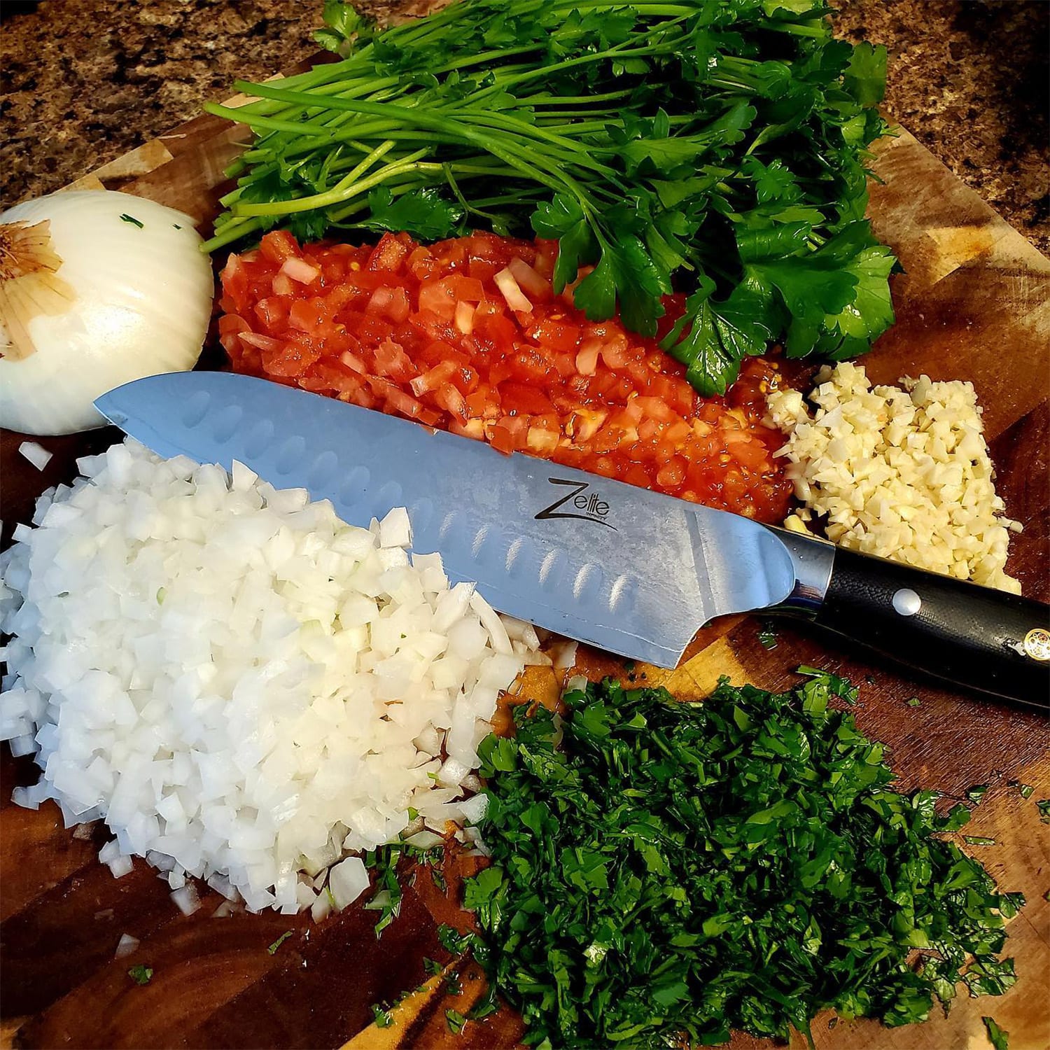 Zelite Infinity by Klarstein Alpha-Royal Japanese Series, 7" nôž santoku, damašková oceľ – Obrázok 3