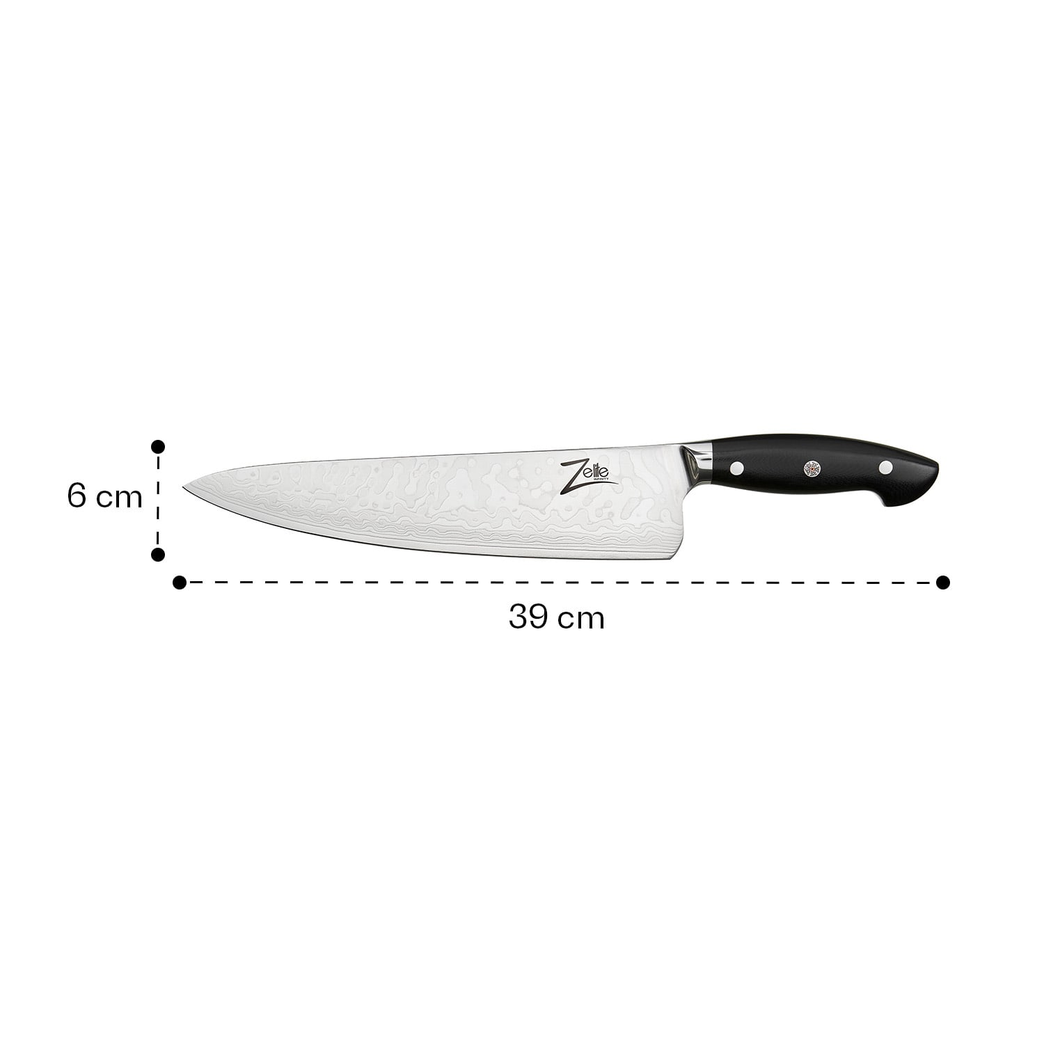 Zelite Infinity by Klarstein Executive-Plus, 10" kuchársky nôž, 61 HRC, damašková oceľ – Obrázok 5
