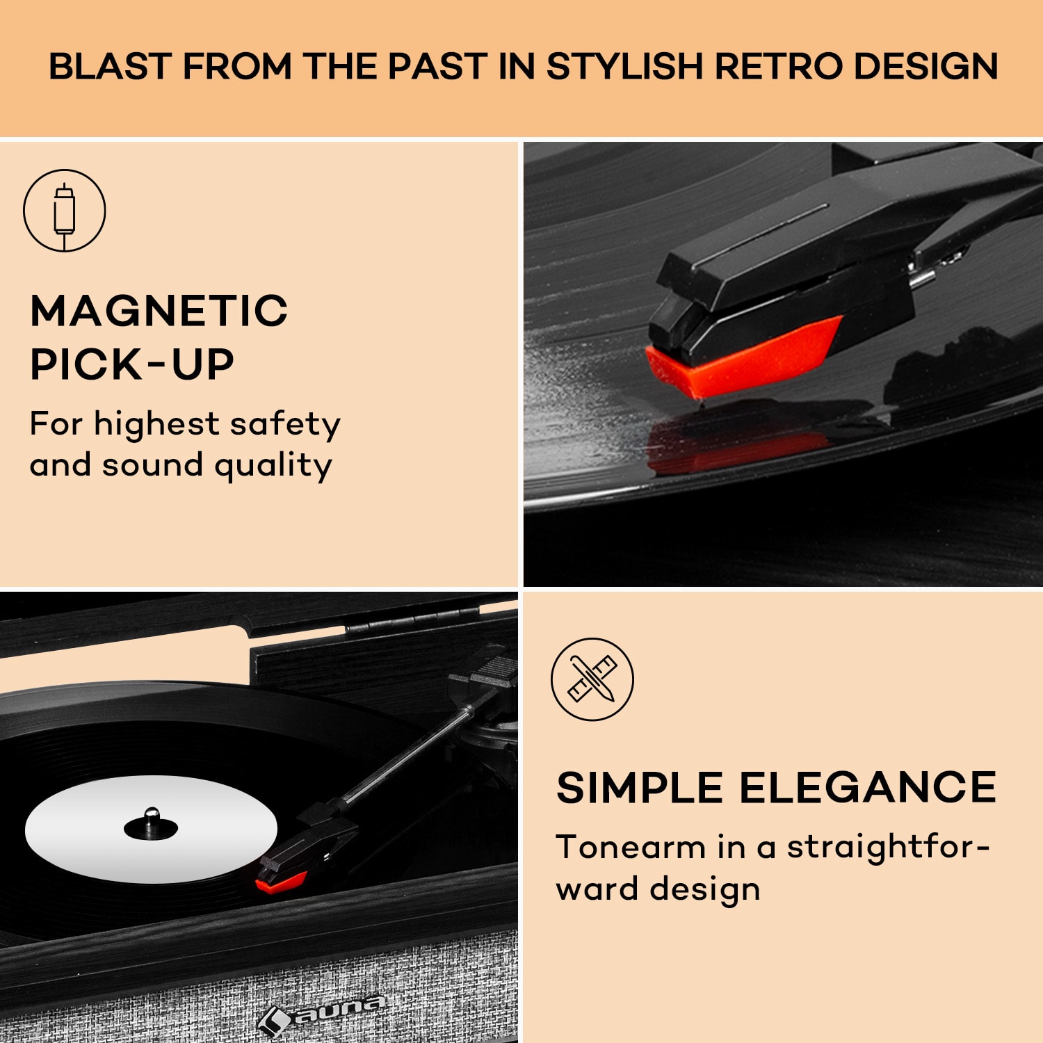 Auna Bella Ann, stereo systém, gramofón, rádio DAB+/UKW, USB, bluetooth – Obrázok 5