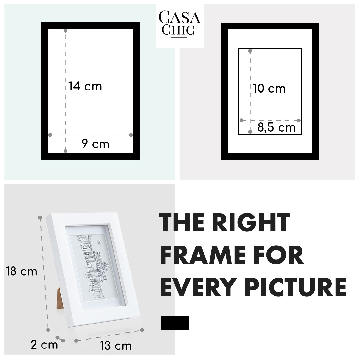 Casa Chic Everton, rám na obrázky, obdĺžnikový, fotky 14 x 9 cm, pasparta, sklo – Obrázok 5