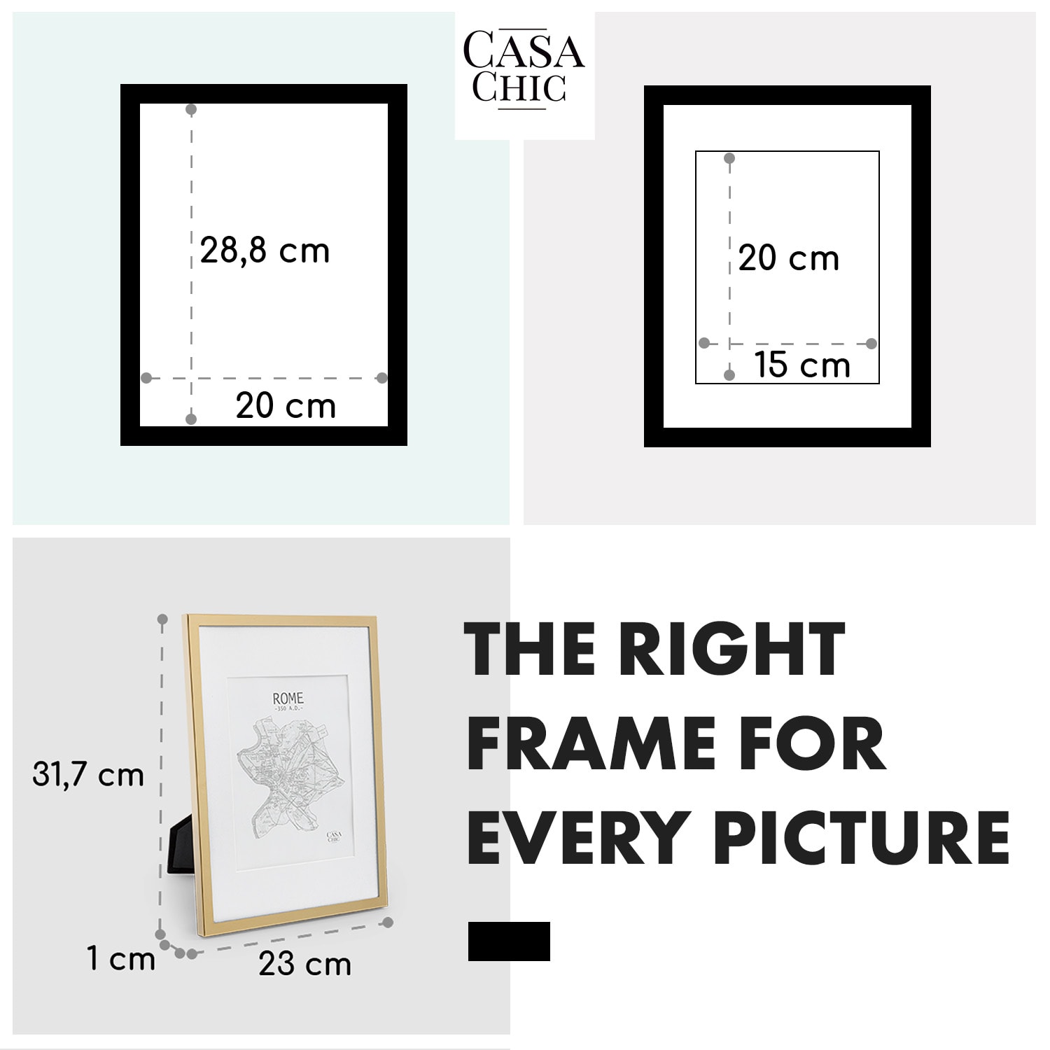 Casa Chic Berwick, rám na obrázky, obdĺžnikový, fotky DIN A4, pasparta, sklo – Obrázok 5