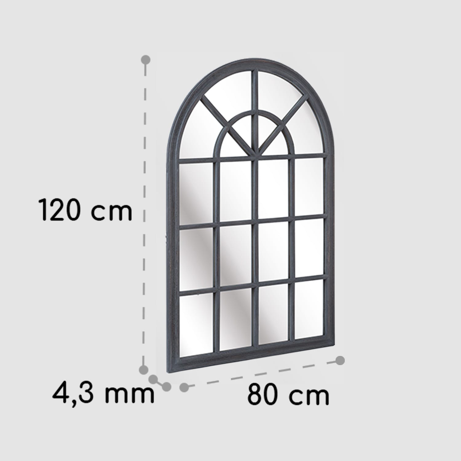 Casa Chic Savile, francúzske zrkadlo vo vzhľade okna, drevený rám, 120 x 80 cm – Obrázok 5