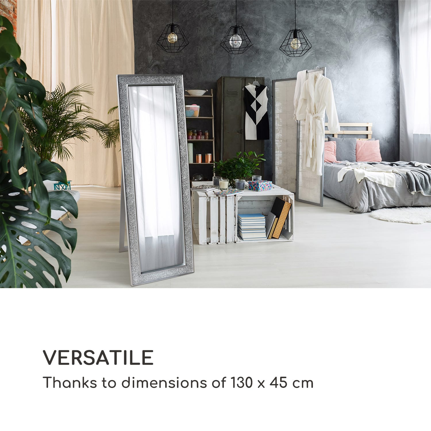 Casa Chic Norwich Zrkadlo Obdĺžnikový drevený rám 130 x 45 cm Mozaikový dizajn – Obrázok 4