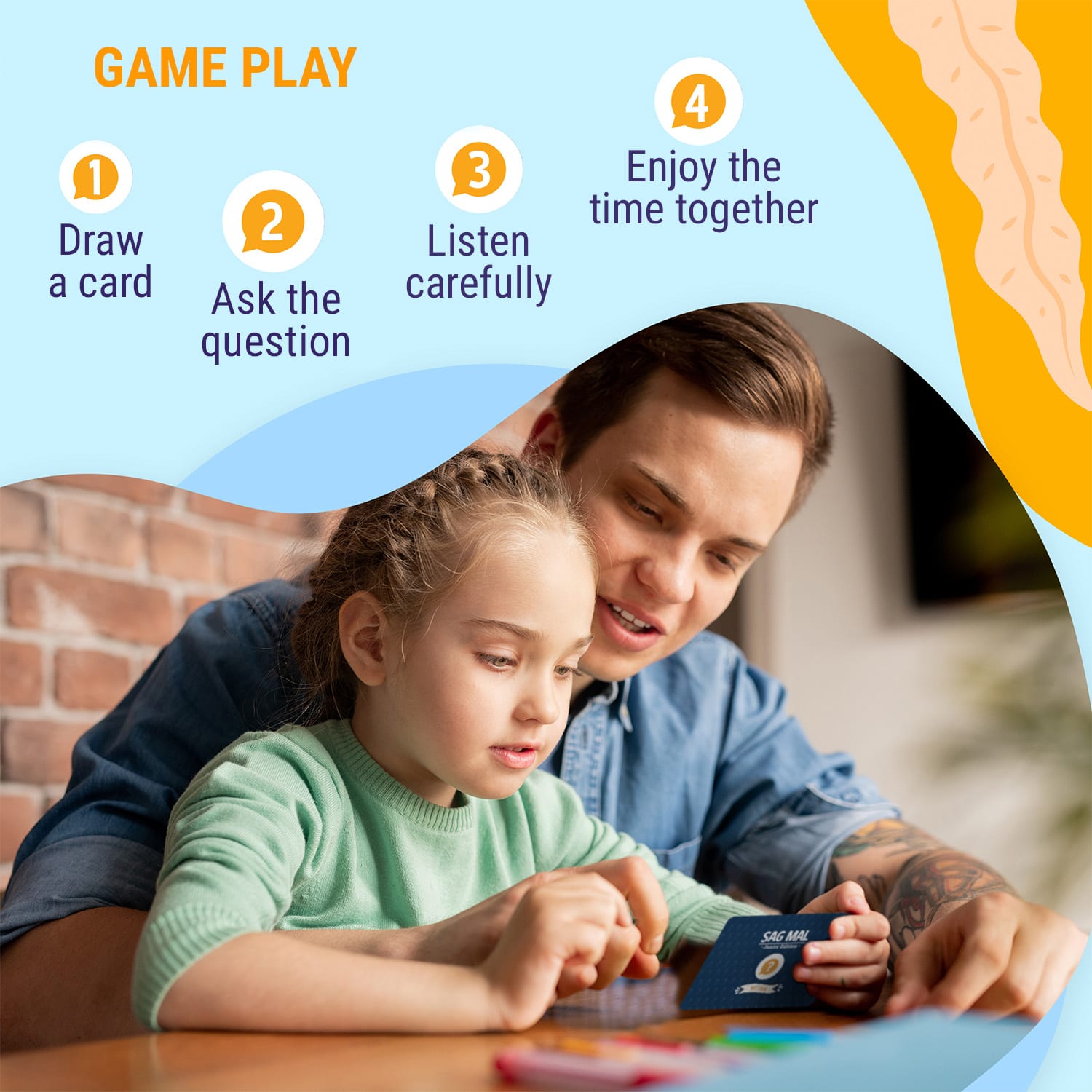 Spielehelden Sag mal...Papa - Junior Edition spoznávacia hra 100+ otázok Počet hráčov: 2+ Vek: od 8 rokov – Obrázok 3