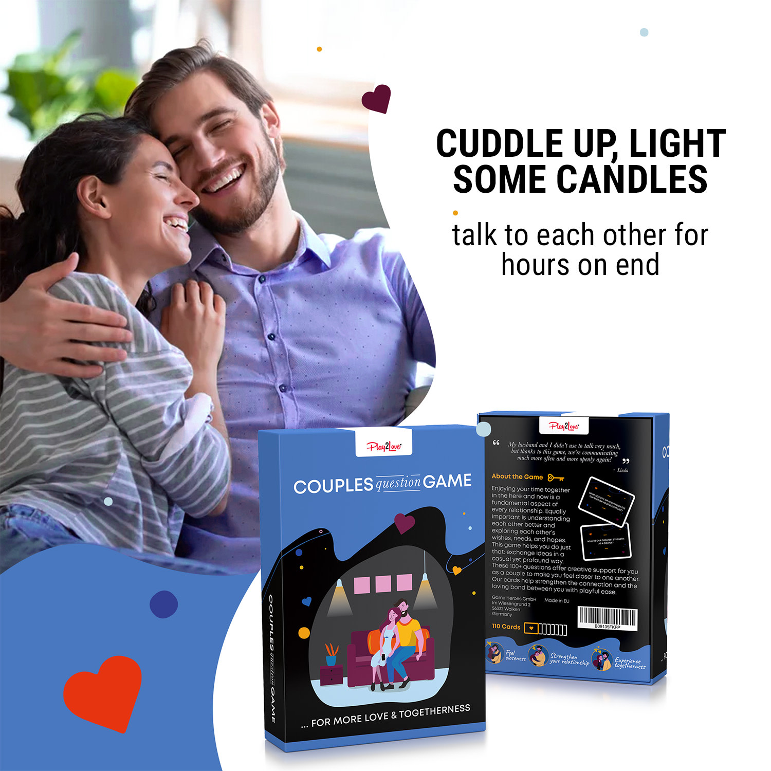 Spielehelden Couple Question Card Game - pre viac lásky a spolupatričnosti Kartová hra v anglickom jazyku – Obrázok 2