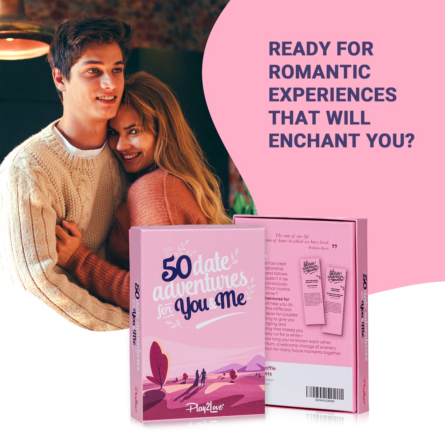 Spielehelden 50 Date Adventures for You & Me, kartová hra, pre páry, 50 žrebov – Obrázok 2