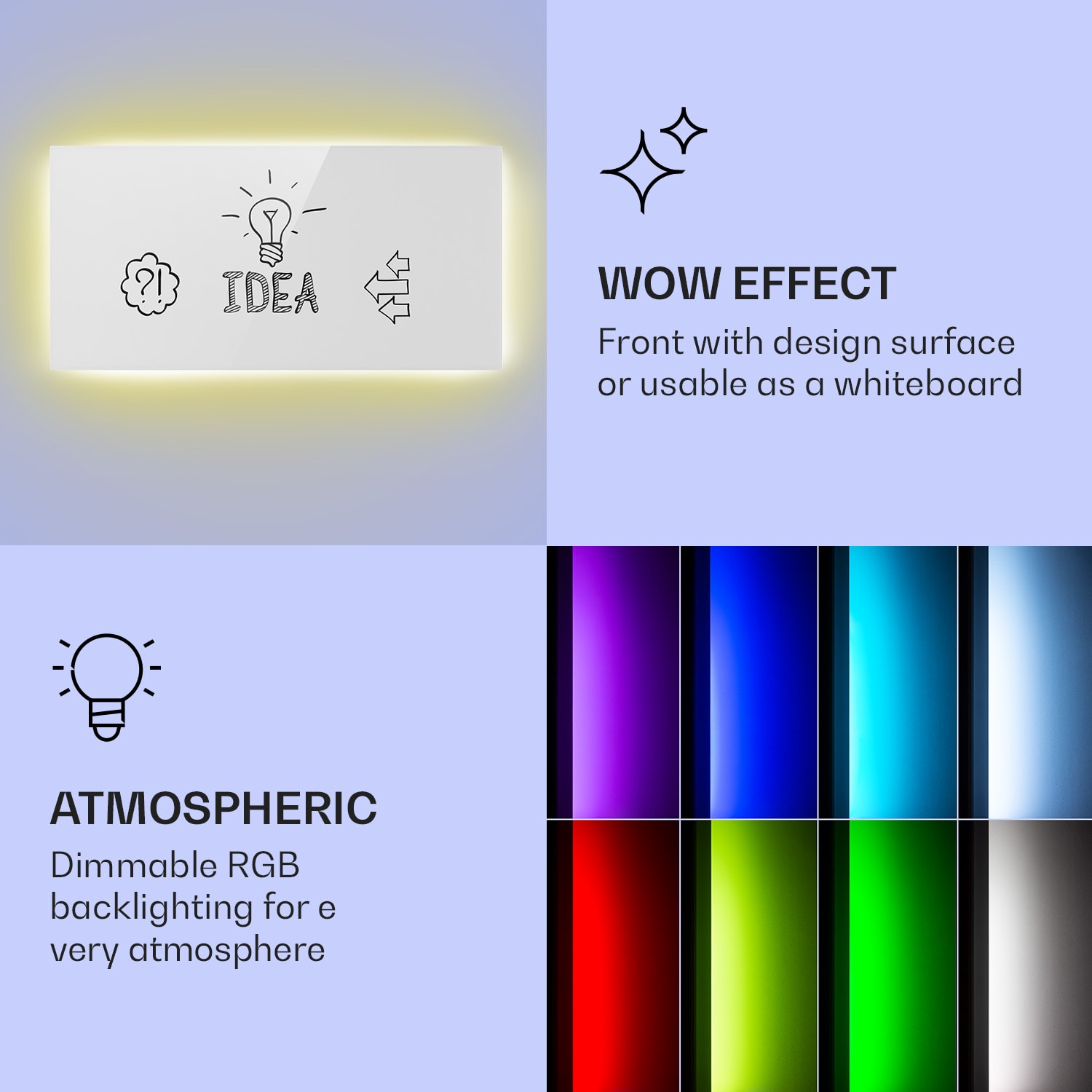 Klarstein Mojave 1000 smart, infračervený ohrievač 2 v 1, konvektor, 120 x 60 cm, 1000 W, RGB osvetlenie – Obrázok 3