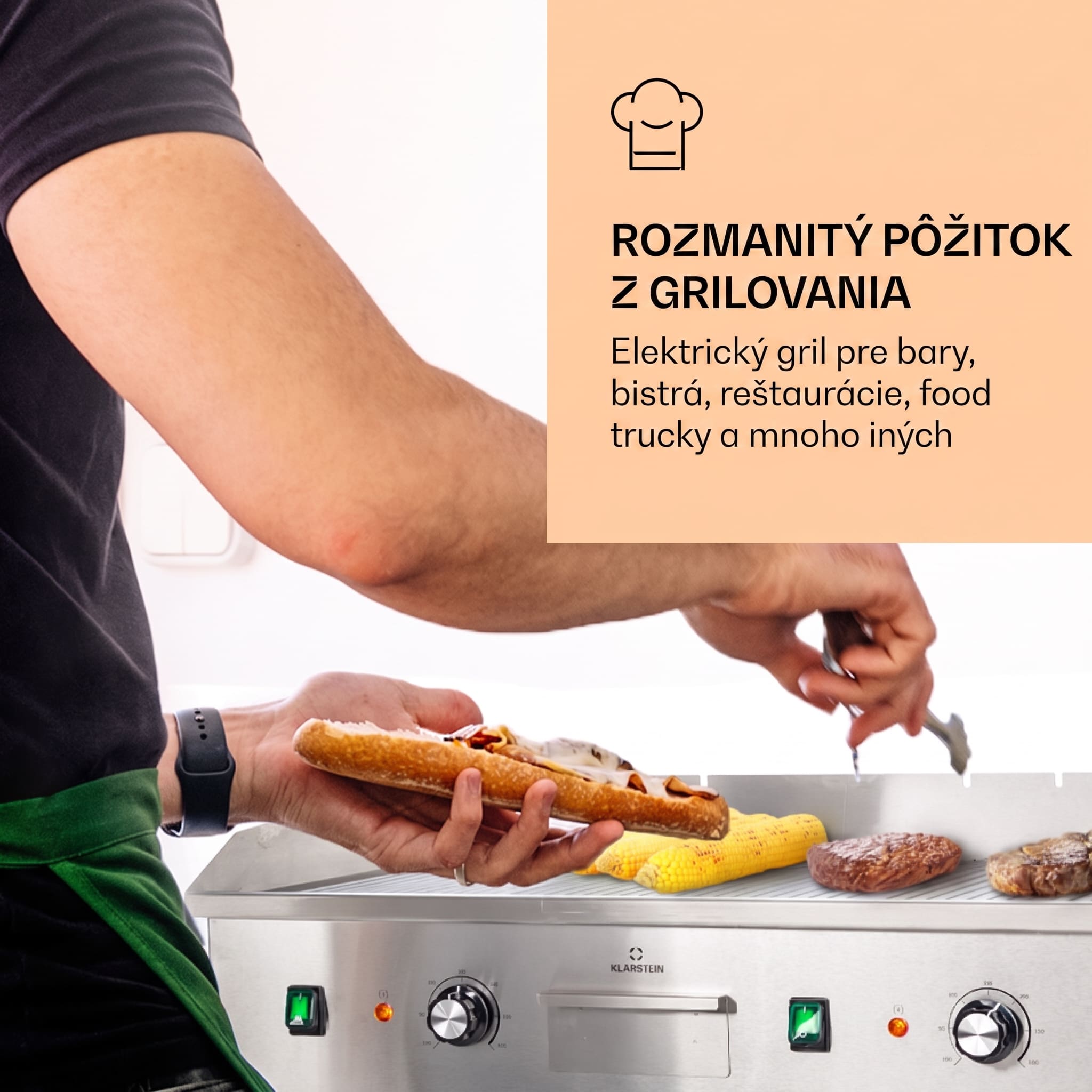 Klarstein Grillmeile 4400, elektrický gril, 2 x 2200 W, grilovacia platňa z nehrdzavejúcej ocele – Obrázok 2