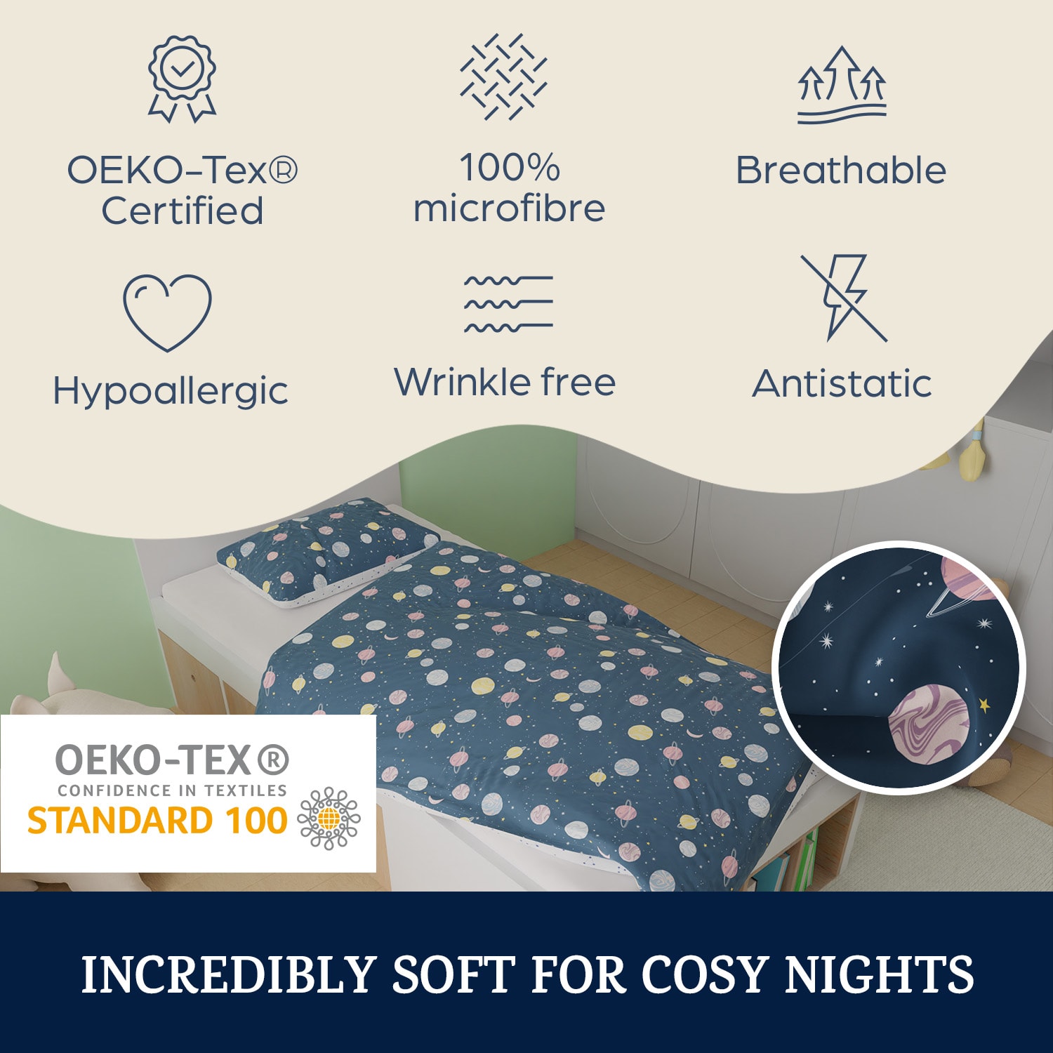 sleepwise, Soft Wonder Kids-Edition, posteľná bielizeň, 135 x 200 cm, 50 x 75 cm, priedušná, mikrovlákno – Obrázok 2